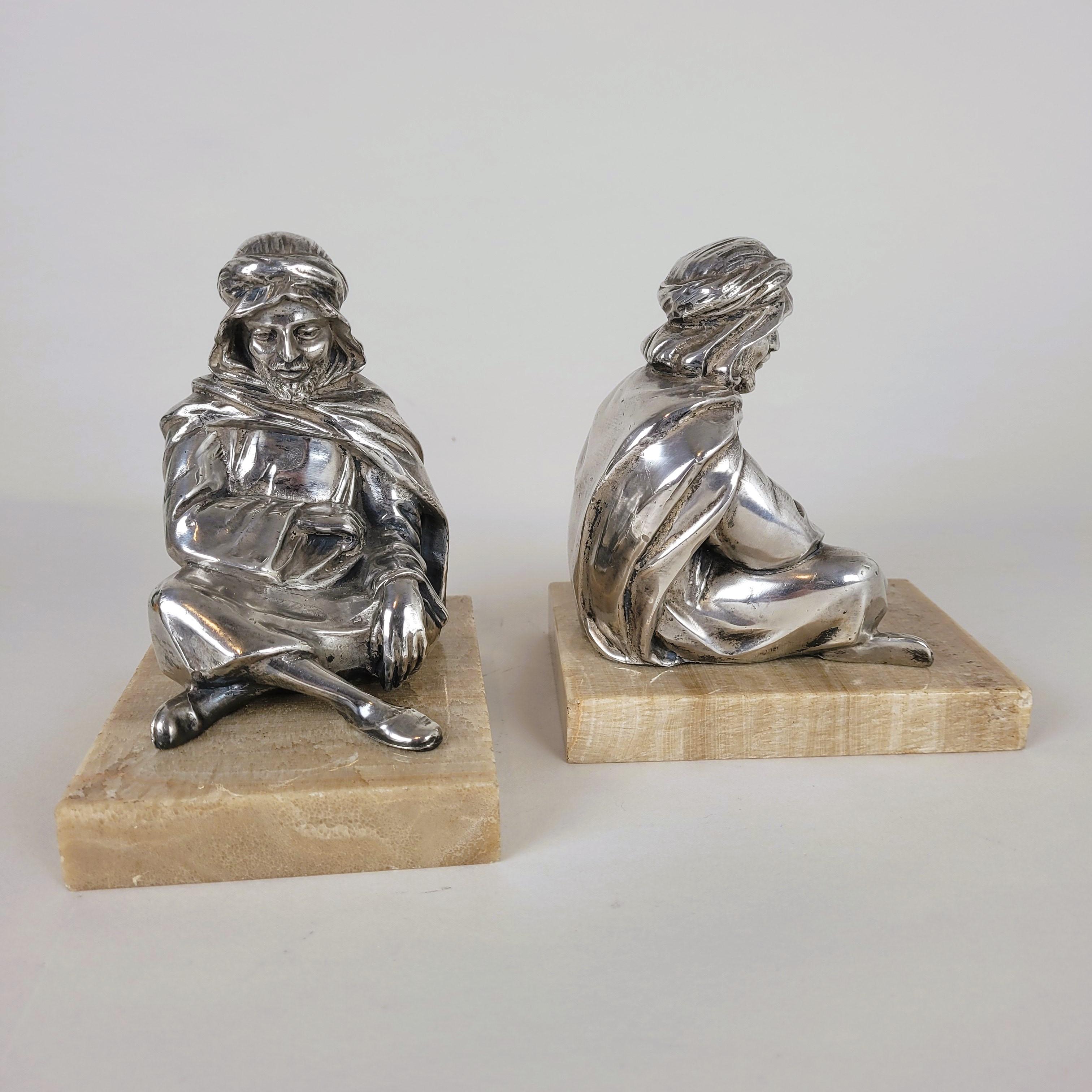 Art Deco Pair Of Bookends, Seated Orientals, 20th Century For Sale