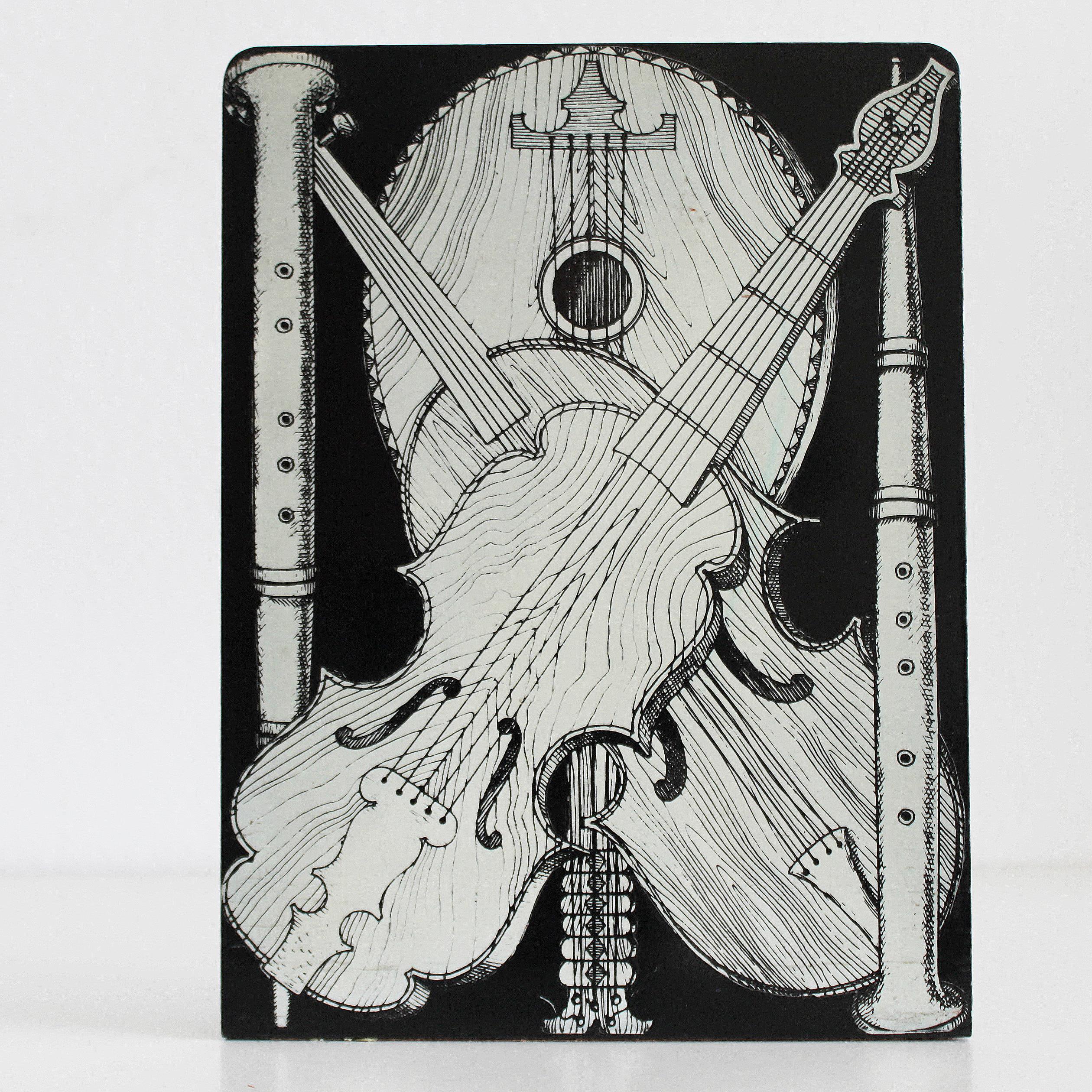 Mid-20th Century Pair of Bookends 'Strumenti Musicali' by Piero Fornasetti, 1950-1960 For Sale