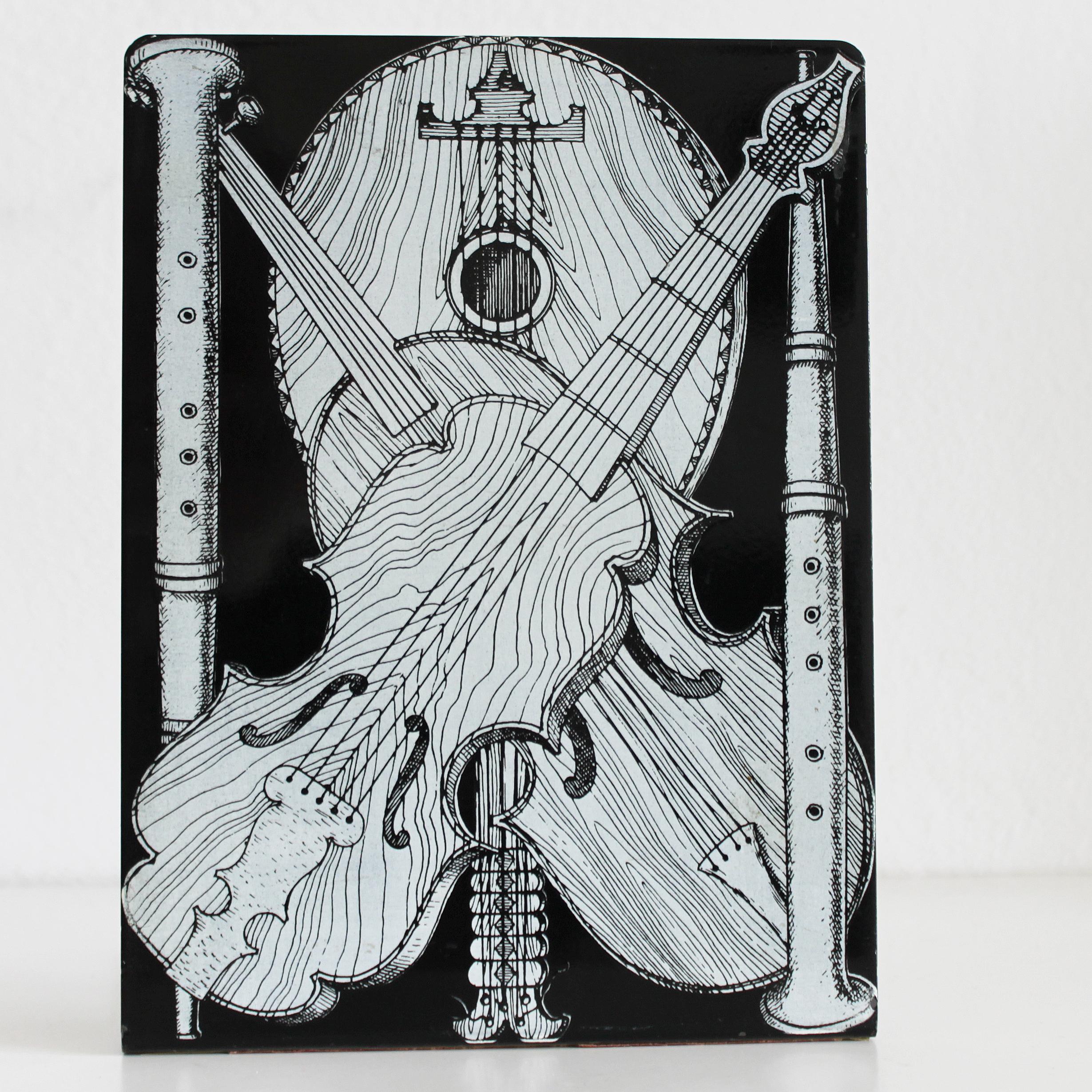 Metal Pair of Bookends 'Strumenti Musicali' by Piero Fornasetti, 1950-1960 For Sale