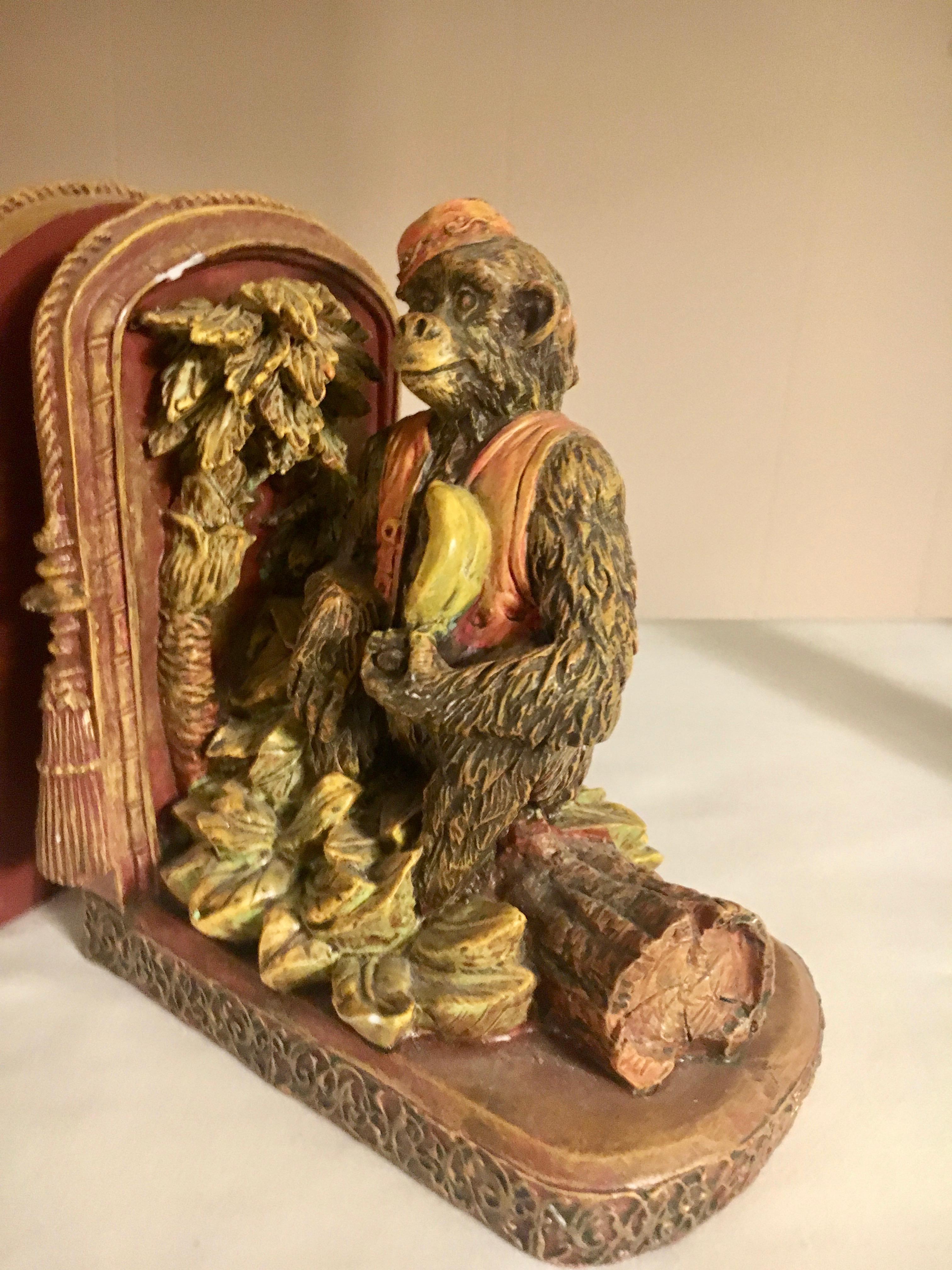 Pair of Bookends with Monkeys In Good Condition In Los Angeles, CA