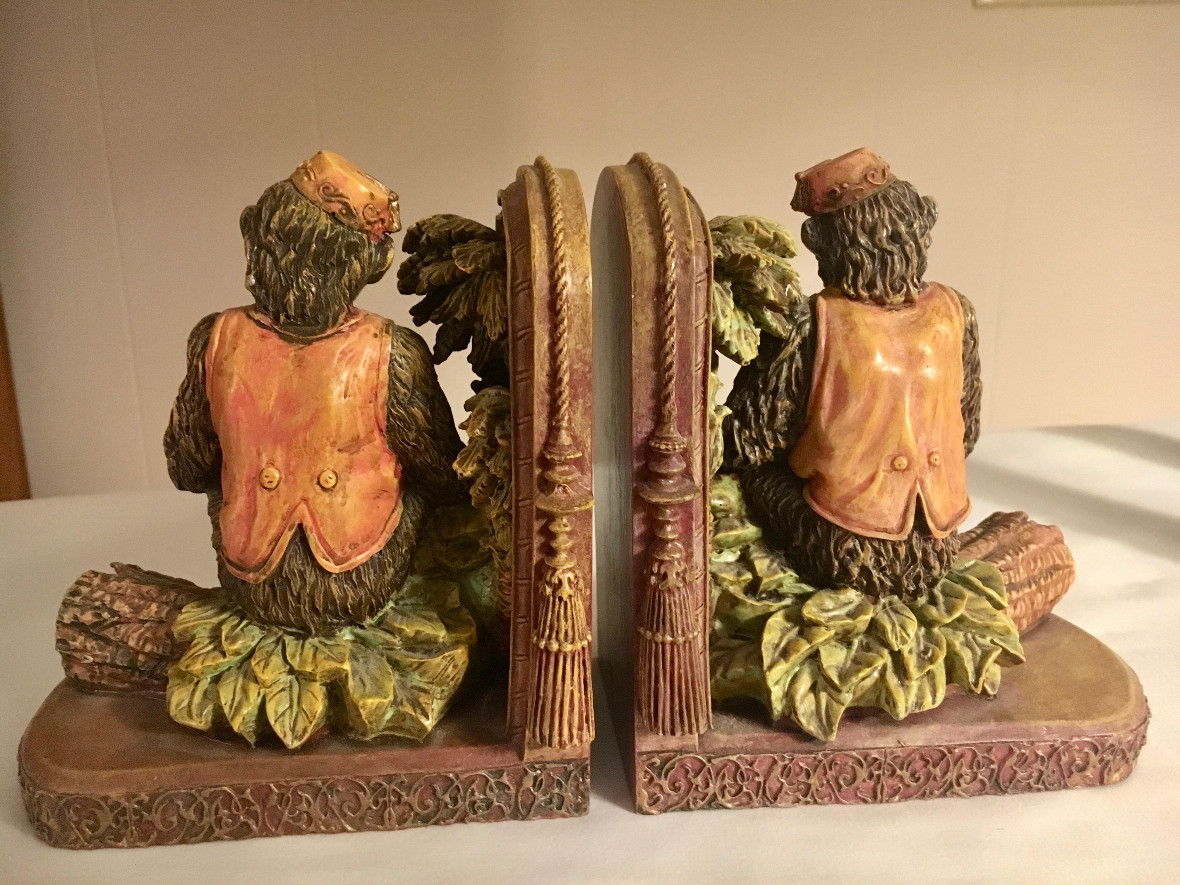 Pair of Bookends with Monkeys 1
