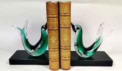 Murano Glass Italian Pair of Bookends with Birds, Italy