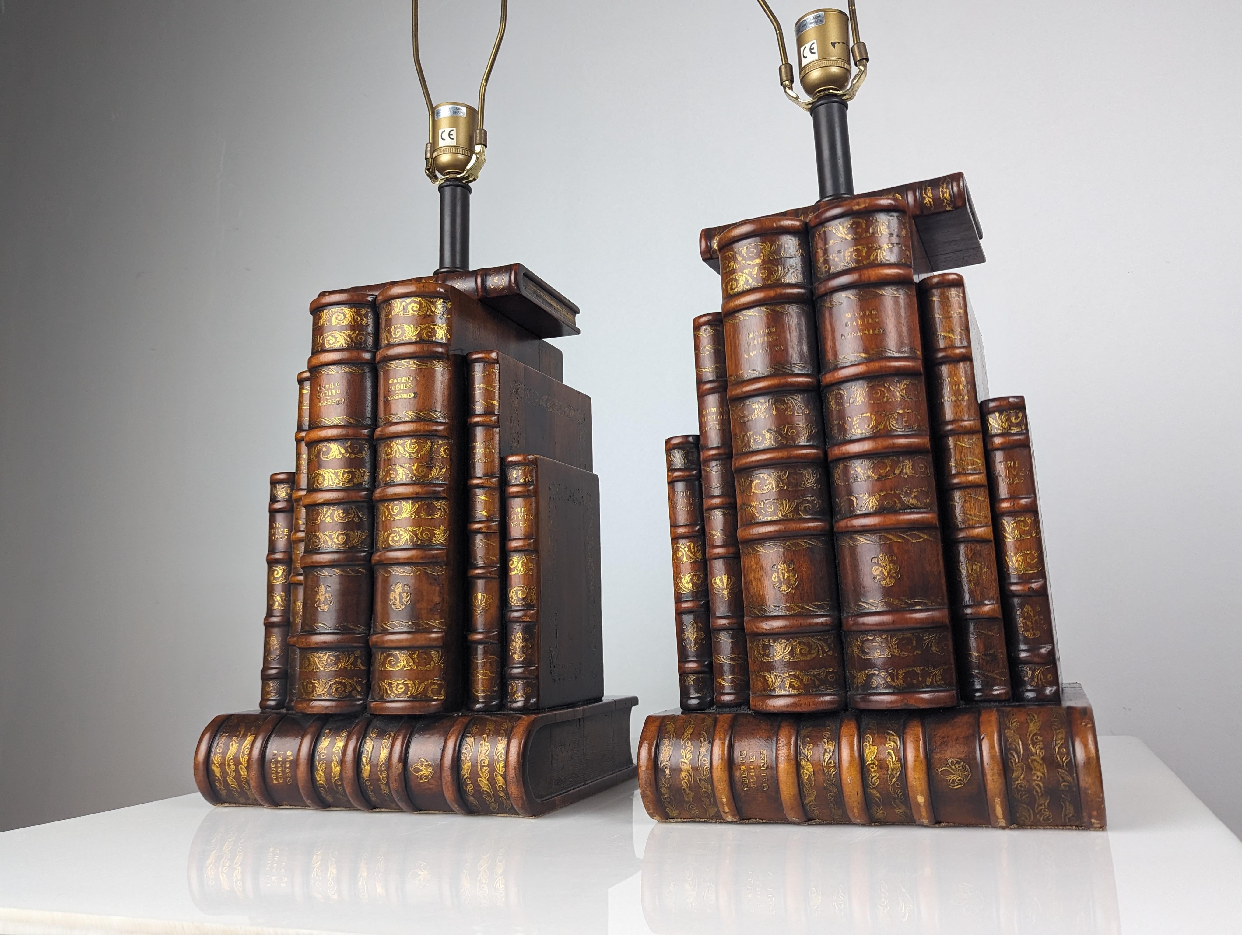 Contemporary Pair of Books lamps by Theodore Alexander For Sale