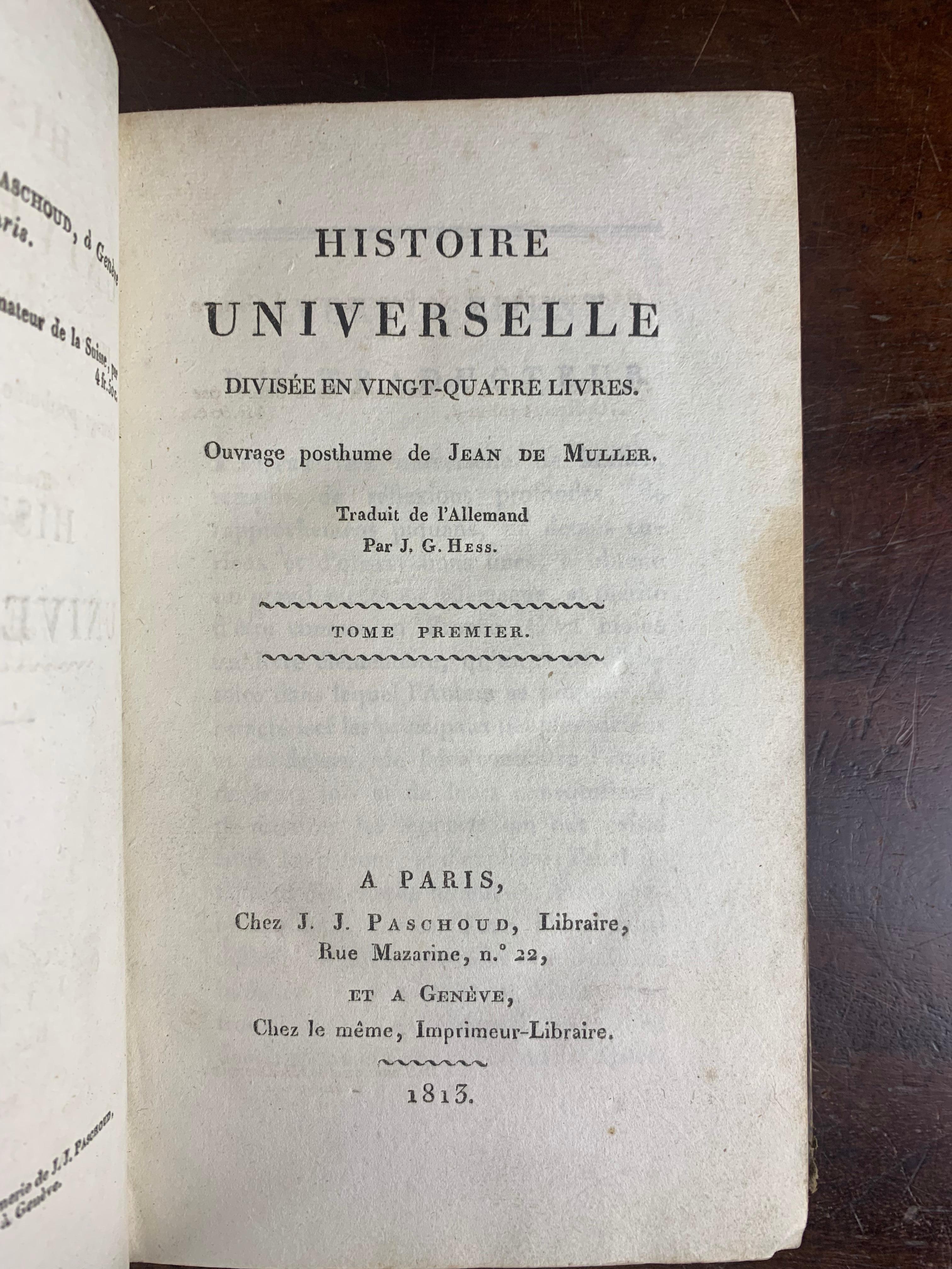 Pair of Books of Universal History by Jean de Muller 19th Century France  For Sale 1