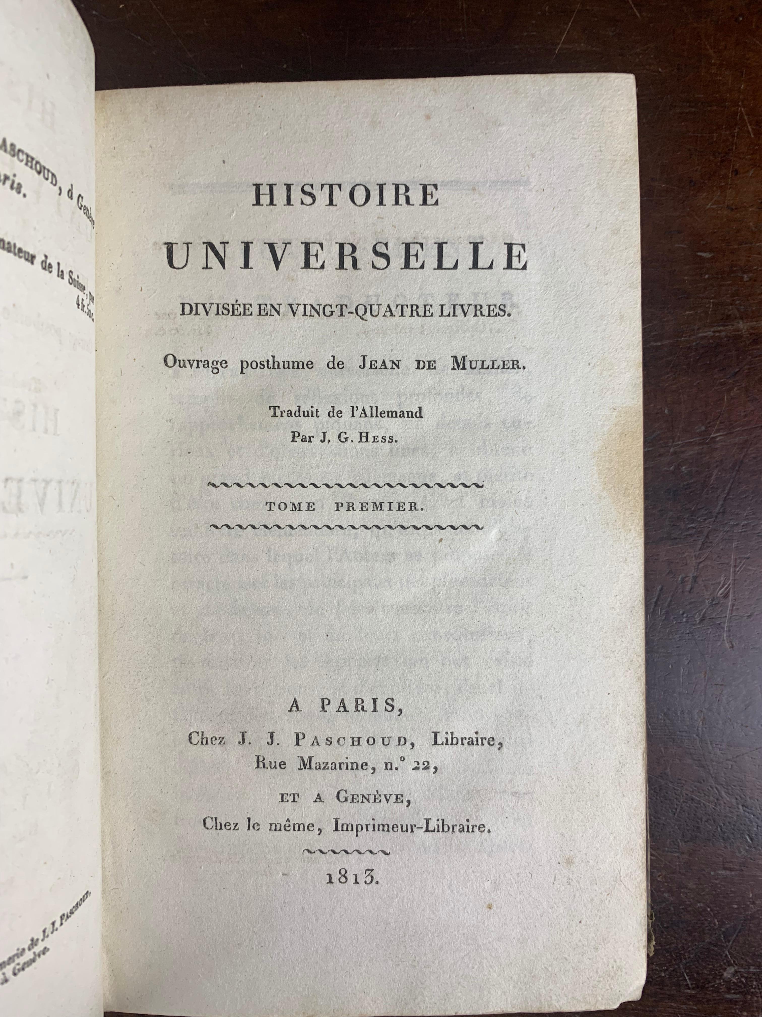 Pair of Books of Universal History by Jean de Muller 19th Century France For Sale 1