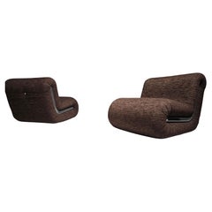 Paar "Boomerang" Sessel aus brauner Wolle von Rodolfo Bonetto für Flexform