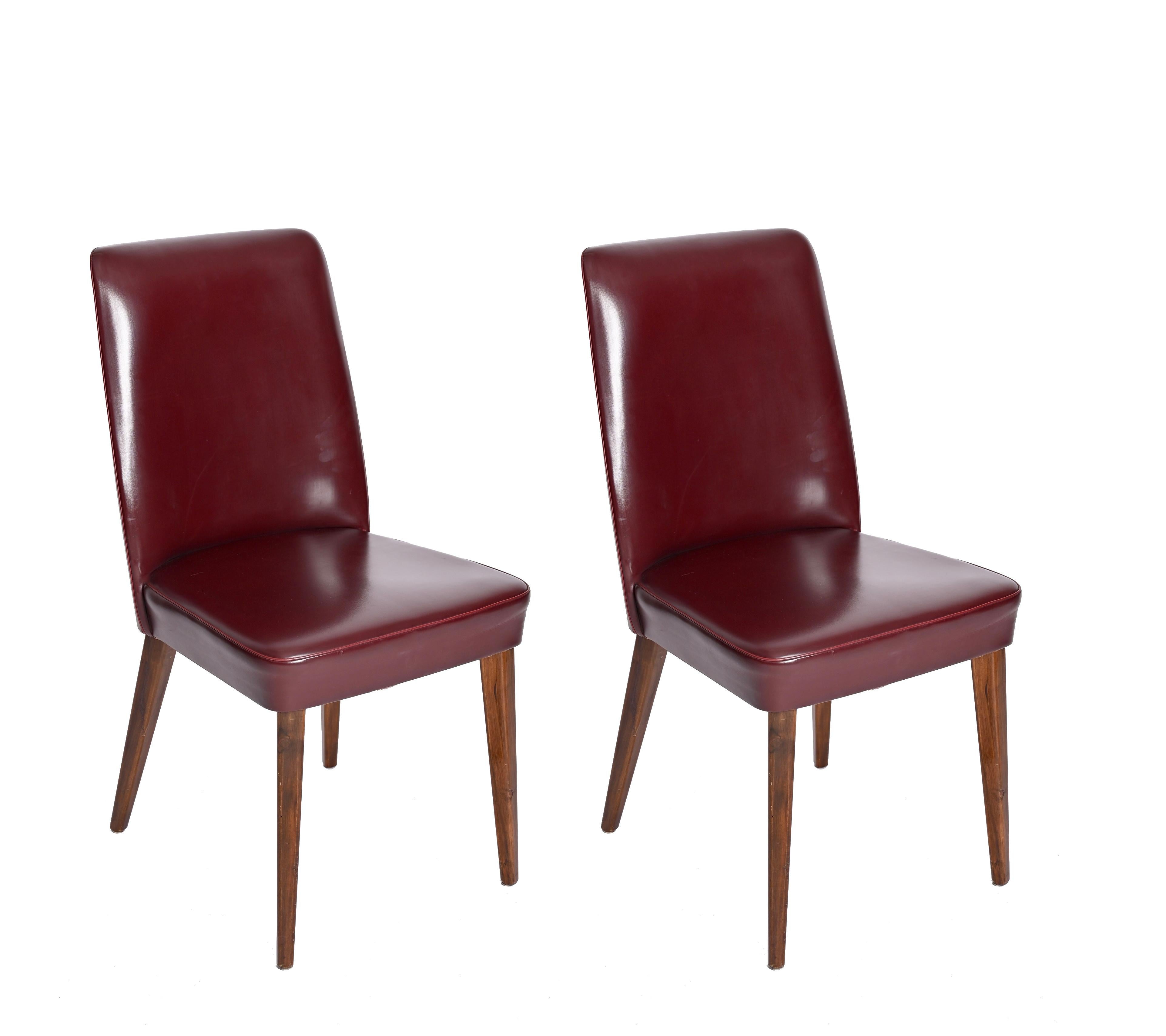 Pair of Bordeaux Leather Chairs by Anonima Castelli, Italy, 1950s For Sale 5