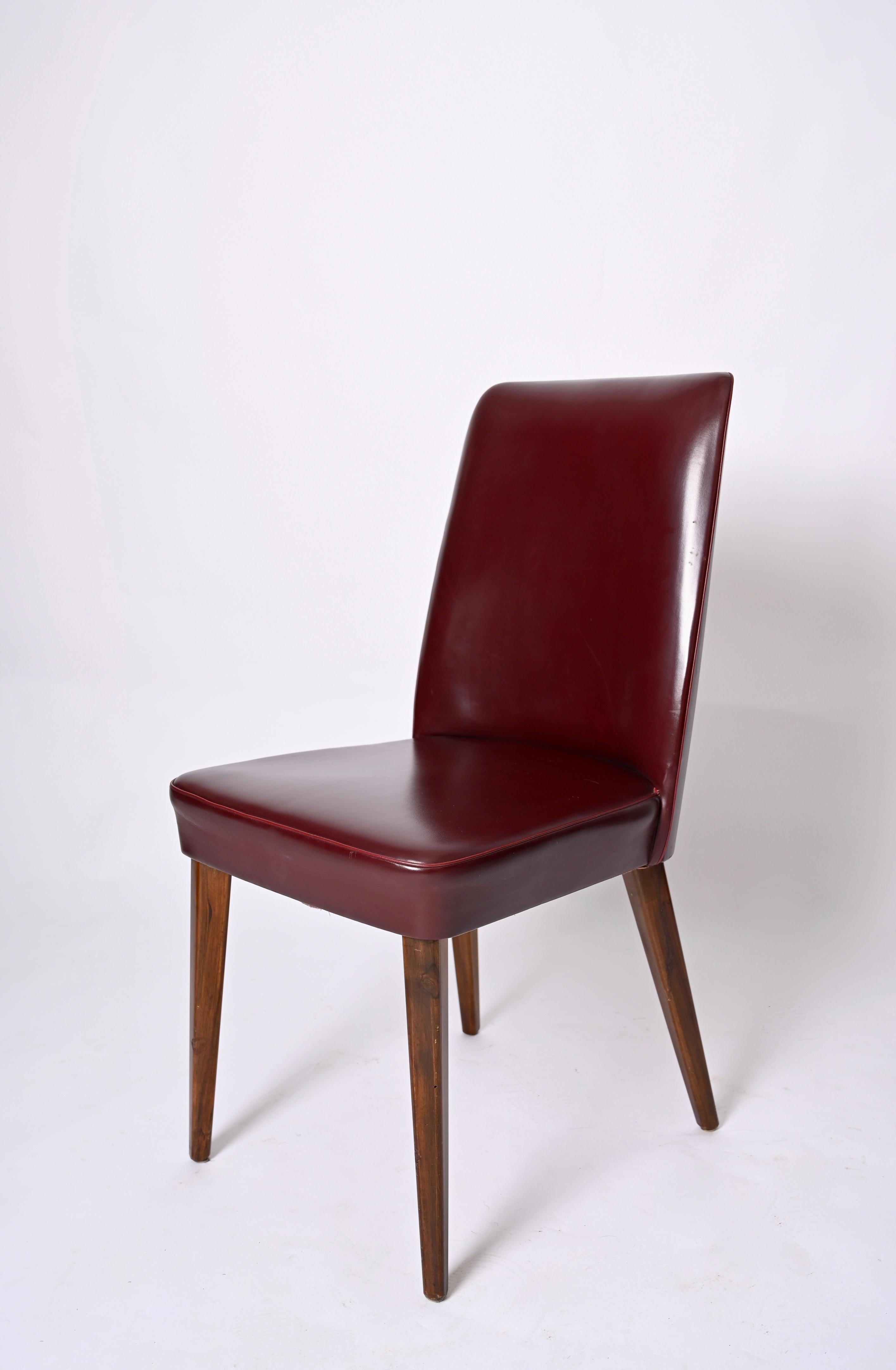 Pair of Bordeaux Leather Chairs by Anonima Castelli, Italy, 1950s For Sale 6