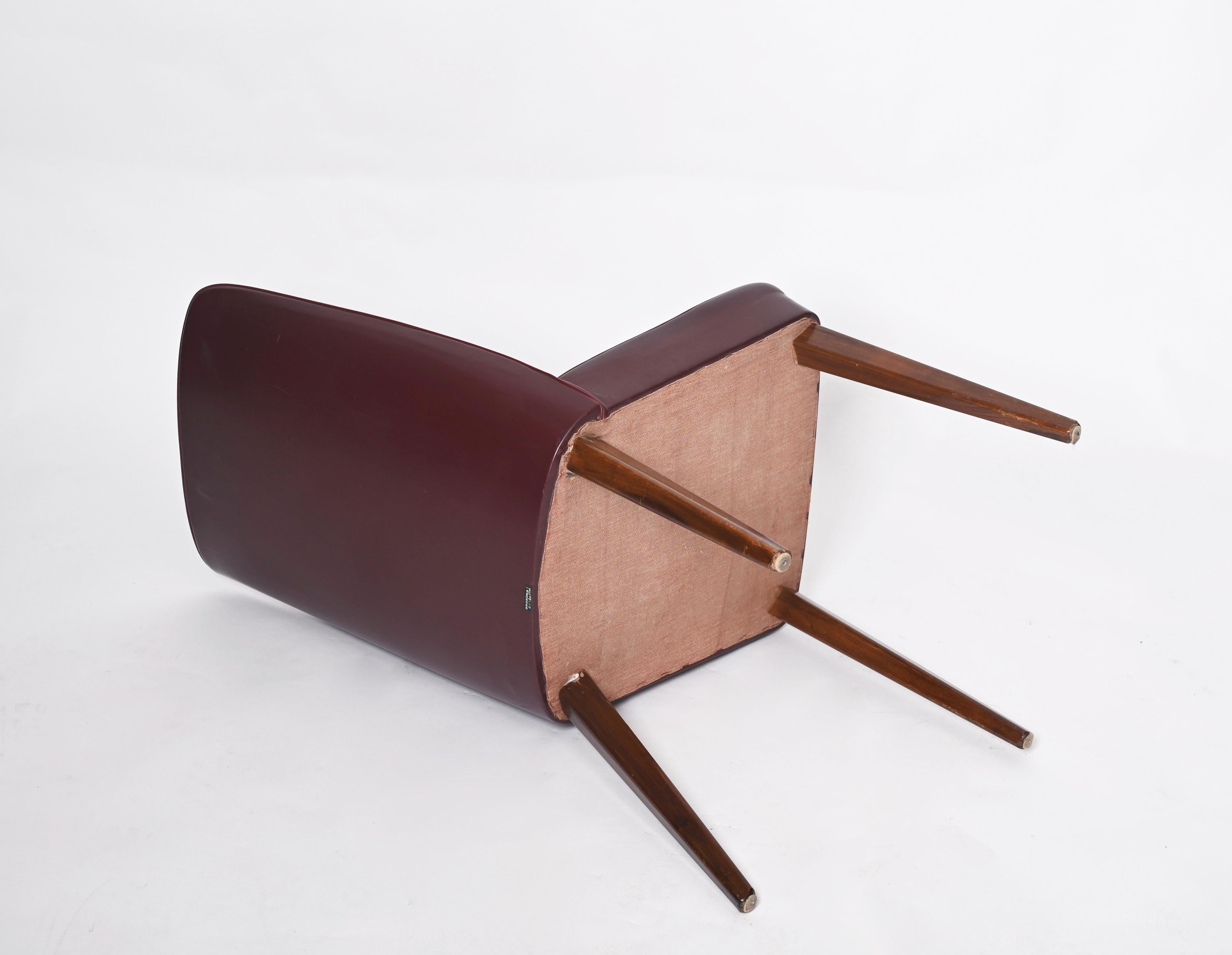 Pair of Bordeaux Leather Chairs by Anonima Castelli, Italy, 1950s For Sale 8
