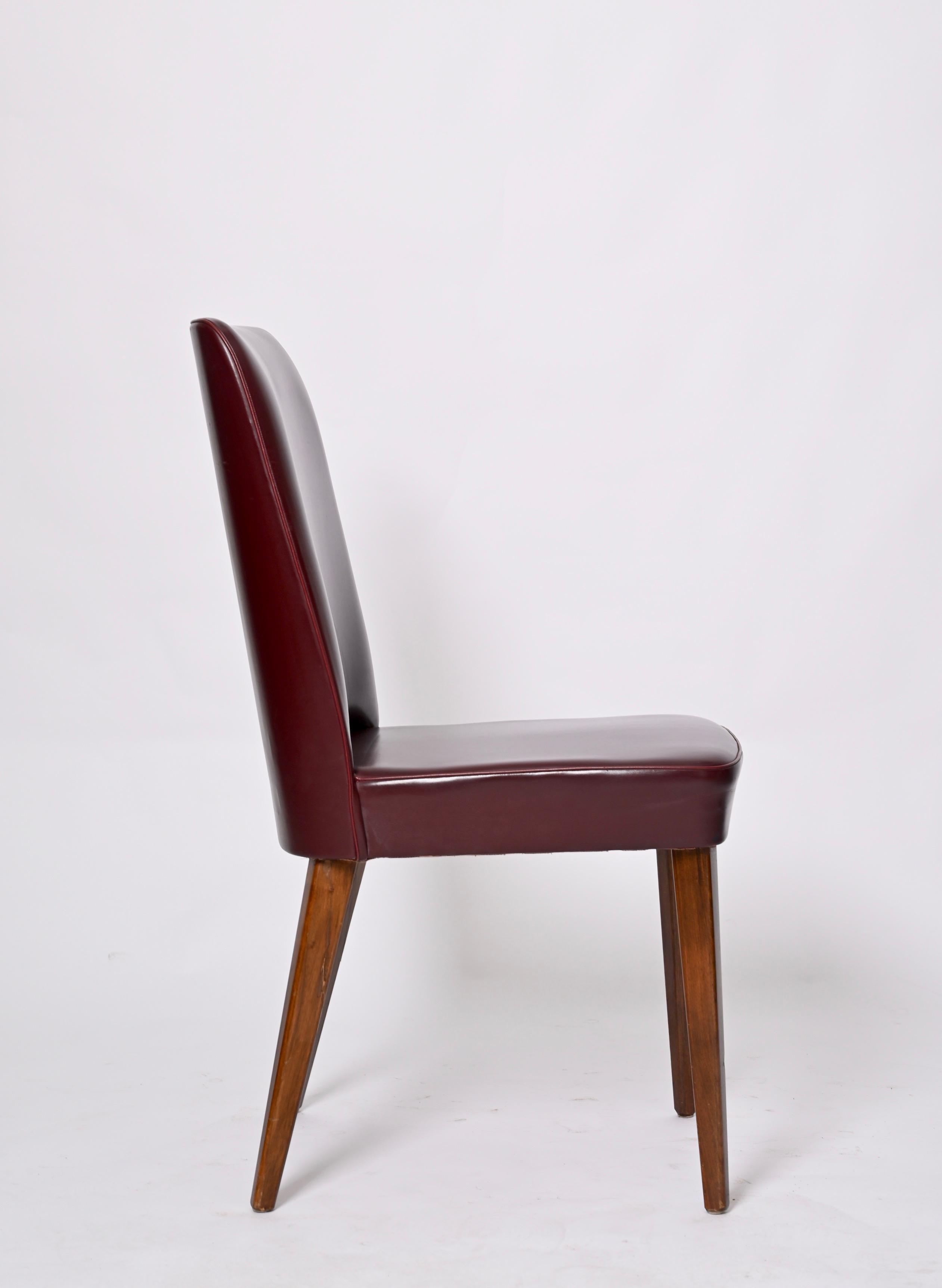 Pair of Bordeaux Leather Chairs by Anonima Castelli, Italy, 1950s For Sale 11
