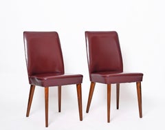 Pair of Bordeaux Leather Chairs by Anonima Castelli, Italy, 1950s