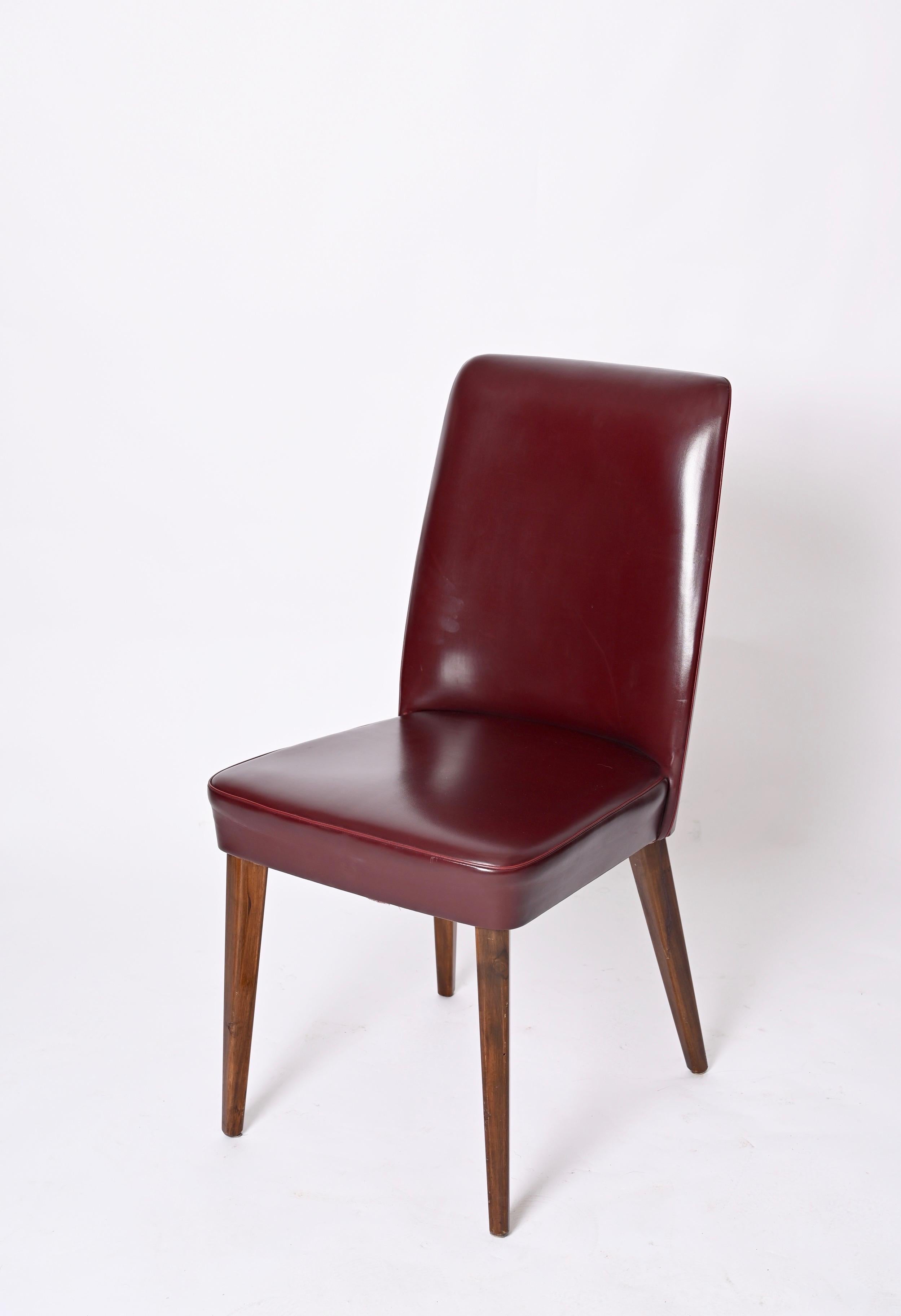 Italian Pair of Bordeaux Leather Chairs by Anonima Castelli, Italy, 1950s For Sale