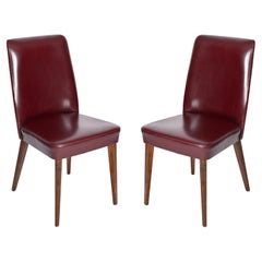 Pair of Bordeaux Leather Chairs by Anonima Castelli, Italy, 1950s