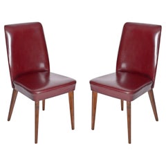 Pair of Bordeaux Leather Chairs by Anonima Castelli, Italy, 1950s