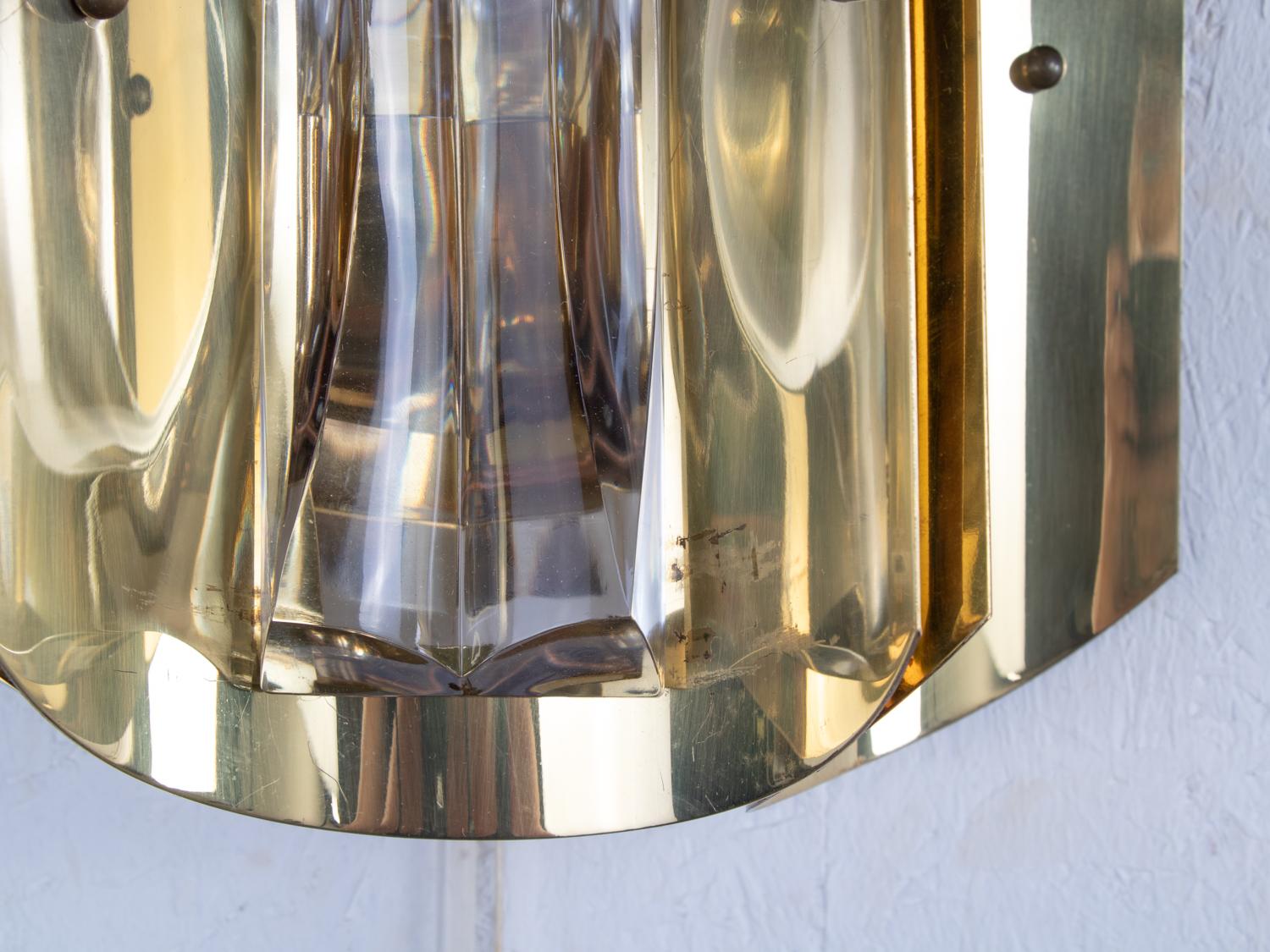 Paire d'appliques Borens Boras en verre de cristal et laiton doré, Suède, années 1960 en vente 2