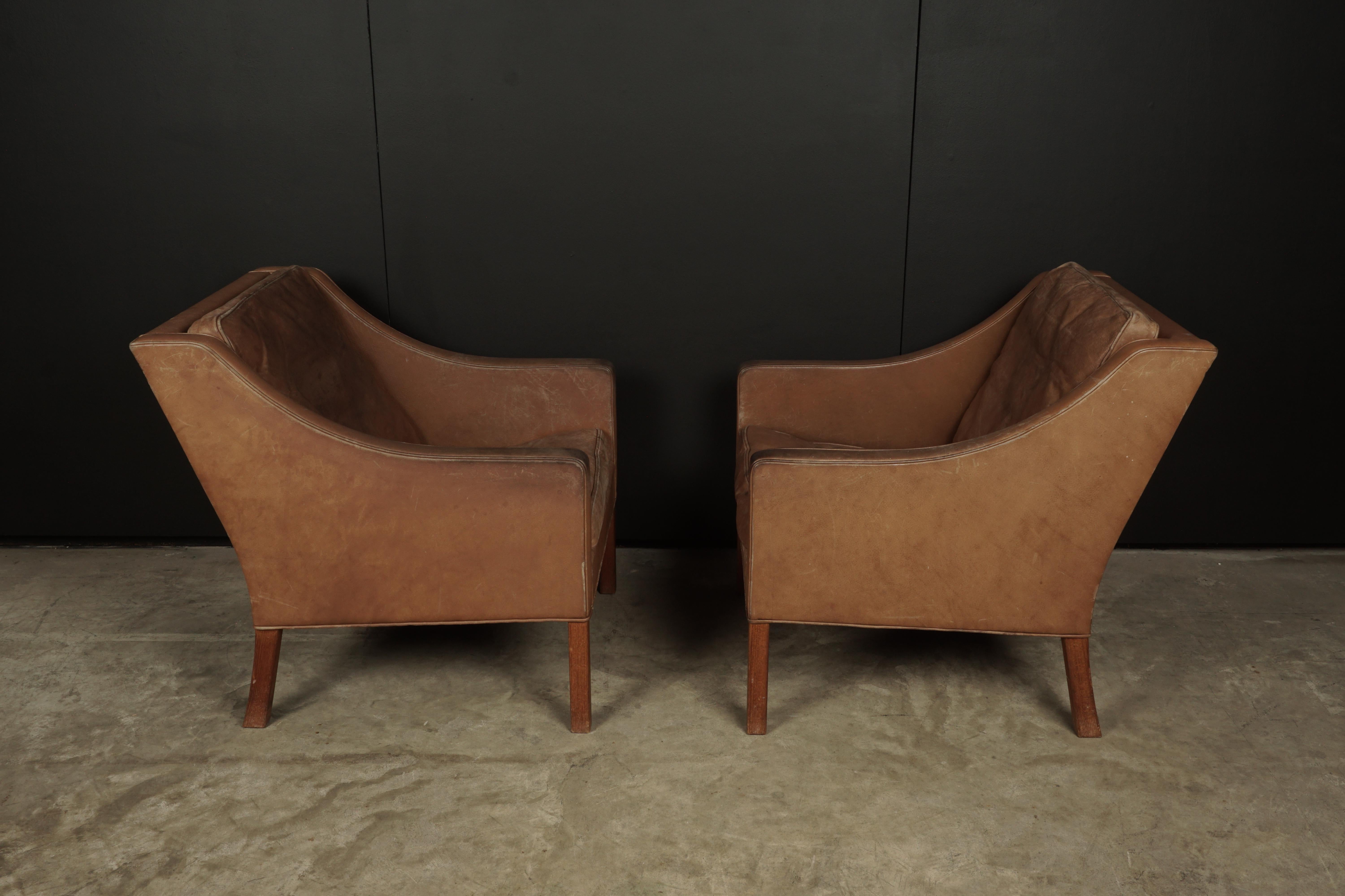 Late 20th Century Pair of Borge Mogensen Lounge Chairs from Denmark, circa 1970