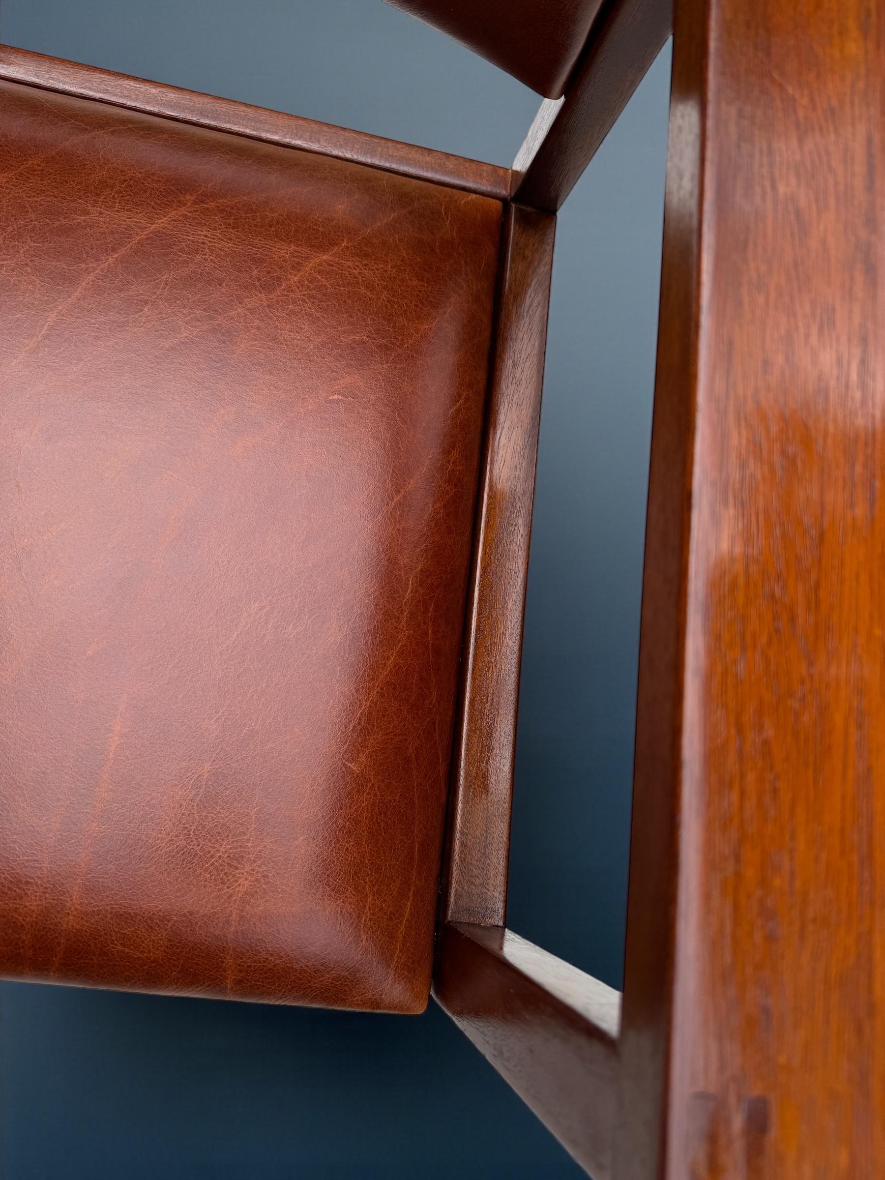 Pair of Borge Mogensen Model BM73 Armchairs in Teak and Leather, Denmark 1960's For Sale 3