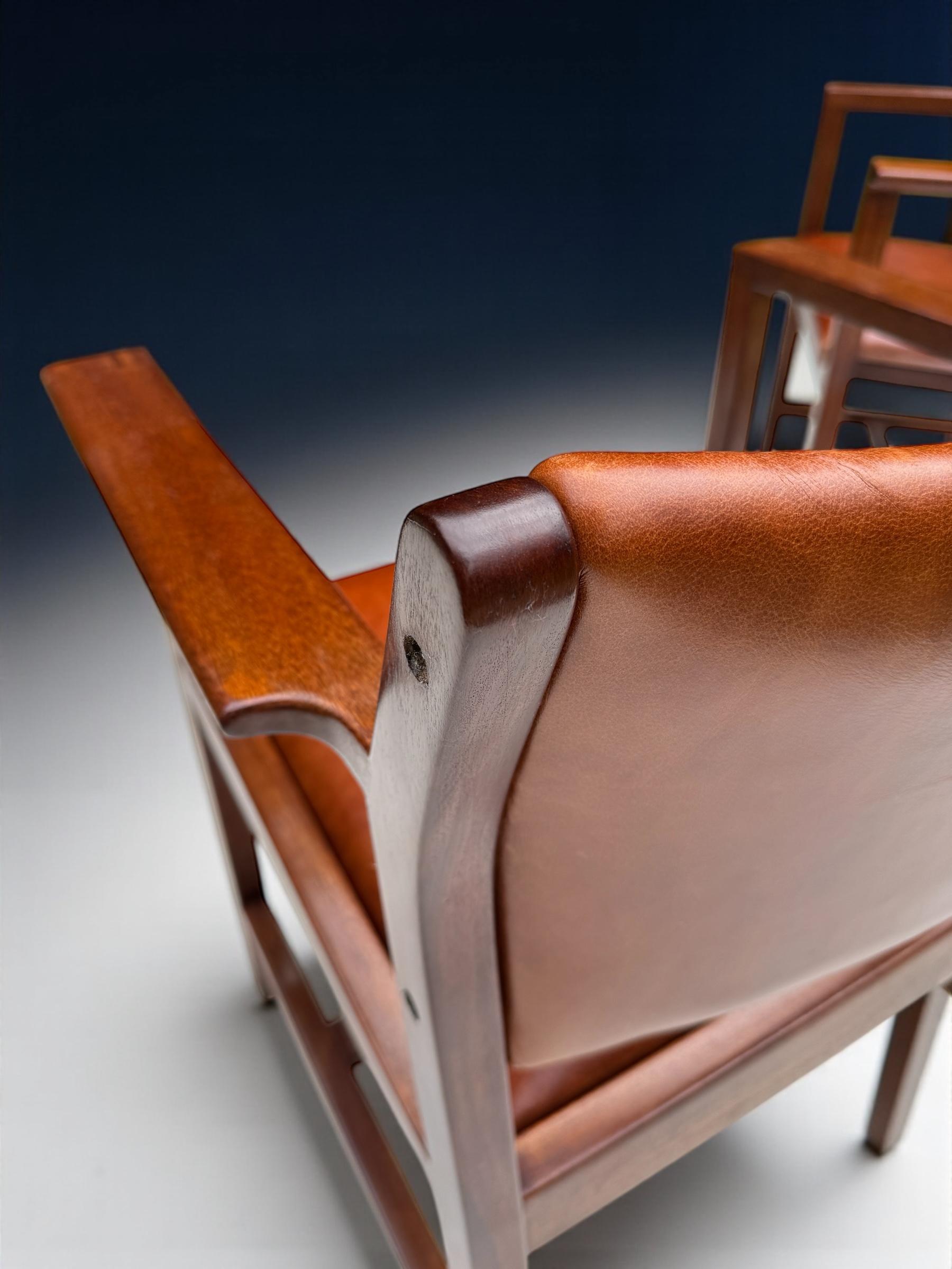 Pair of Borge Mogensen Model BM73 Armchairs in Teak and Leather, Denmark 1960's In Excellent Condition For Sale In London, GB