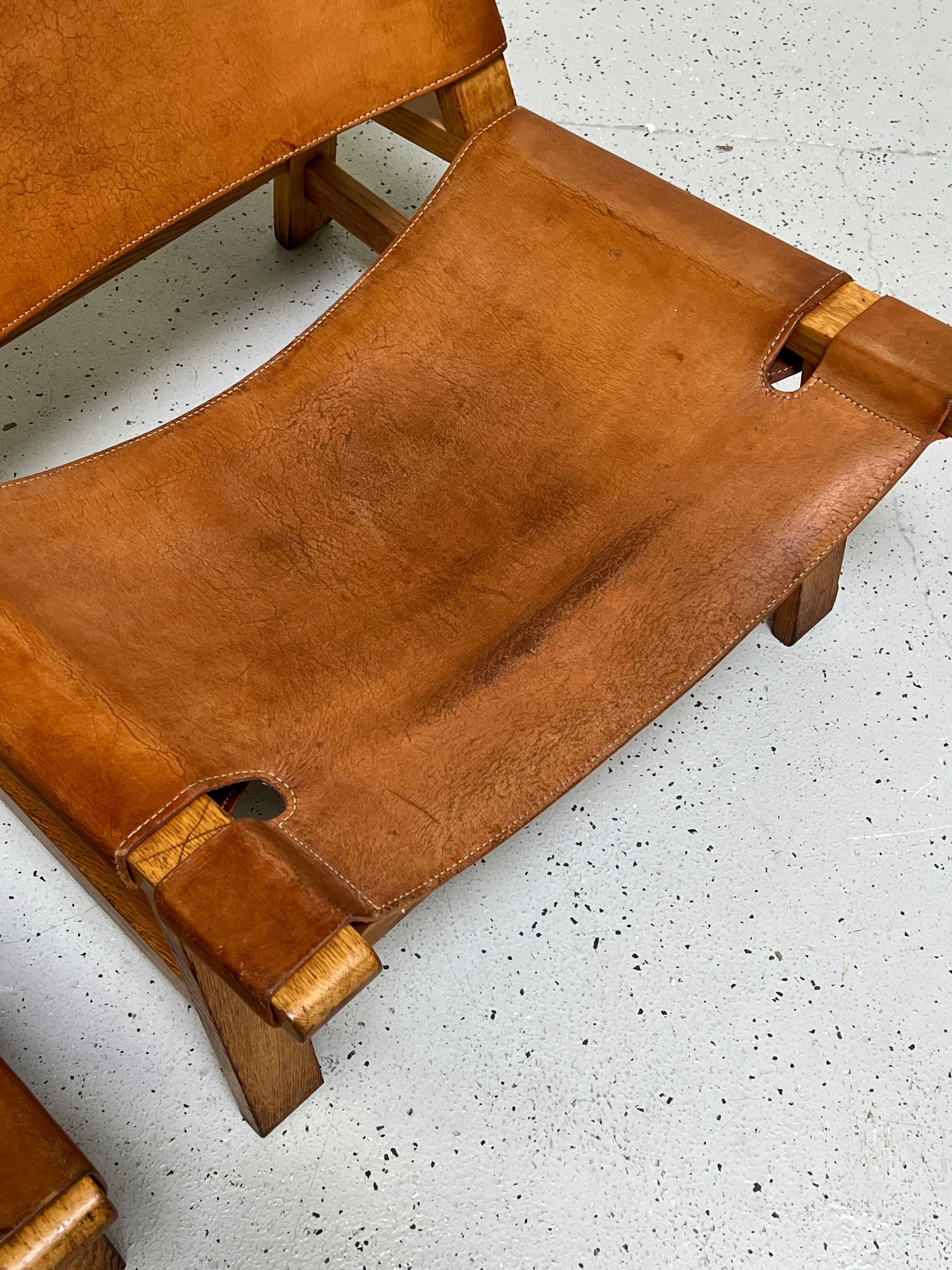 Pair of Borge Mogensen Patinated Leather Lounge Chairs  8