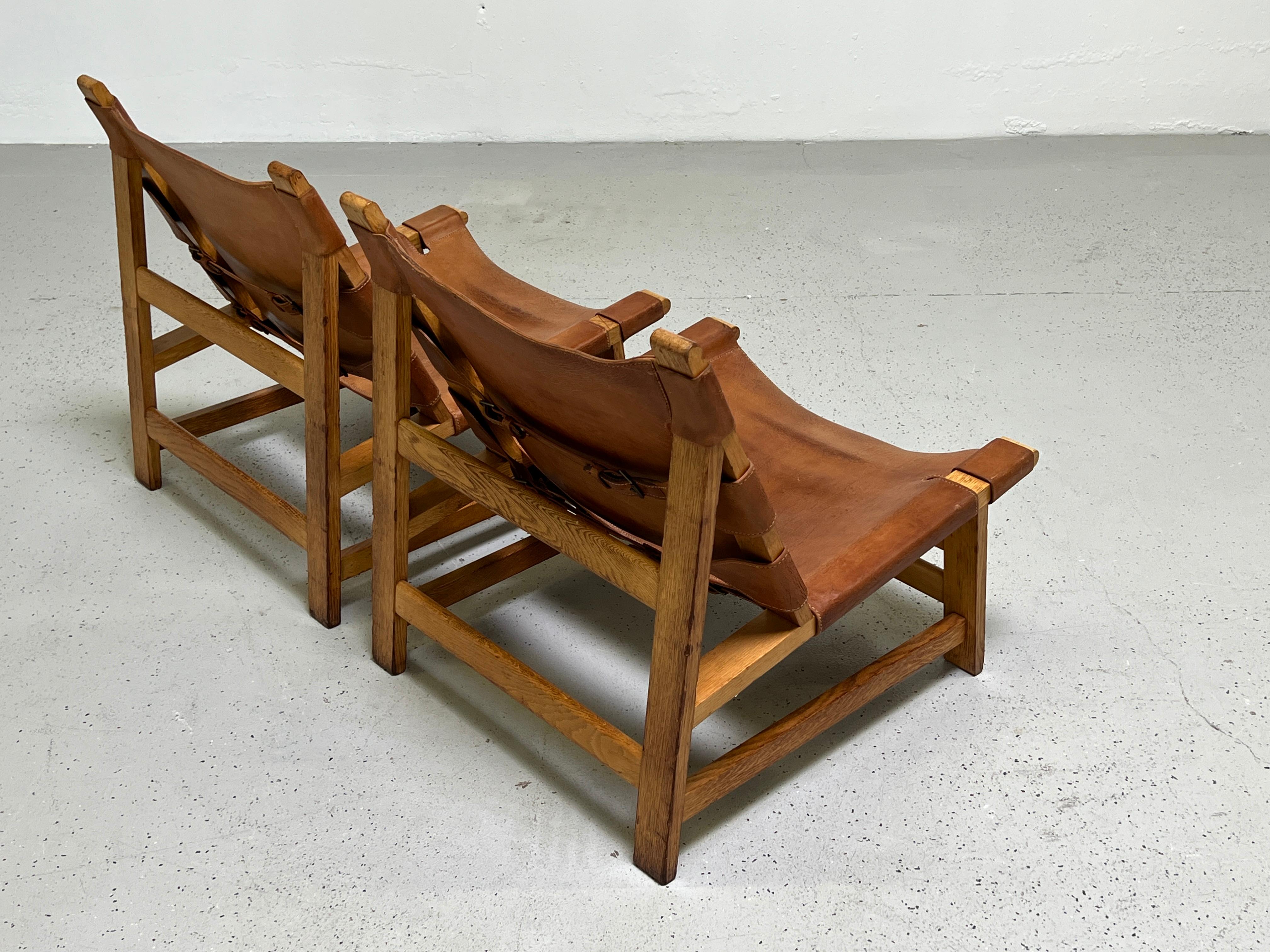 Pair of Borge Mogensen Patinated Leather Lounge Chairs  13