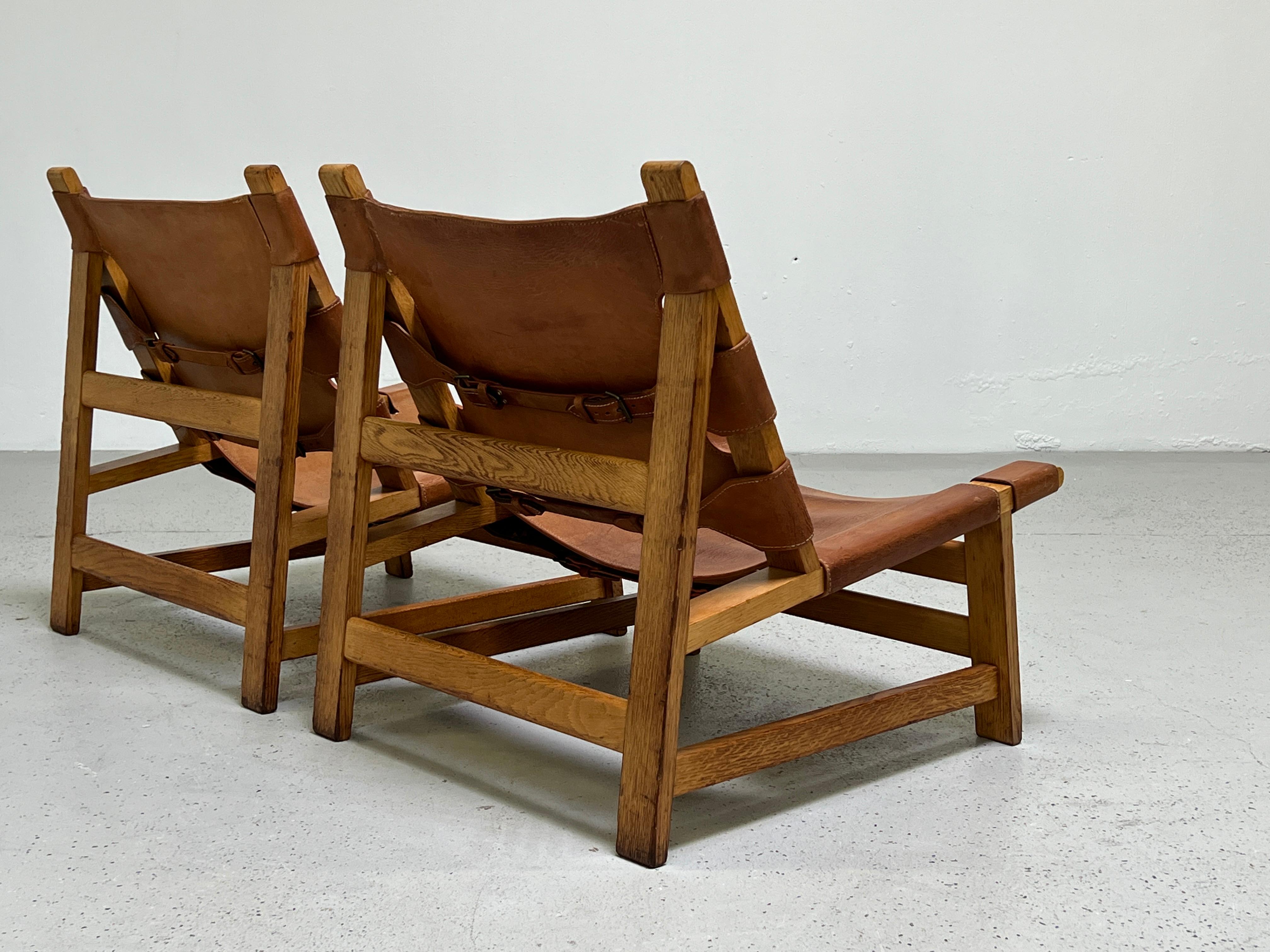 Pair of Borge Mogensen Patinated Leather Lounge Chairs  14