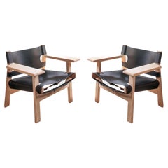 Pair Of Borge Mogensen Spanish Chair in Black Leather