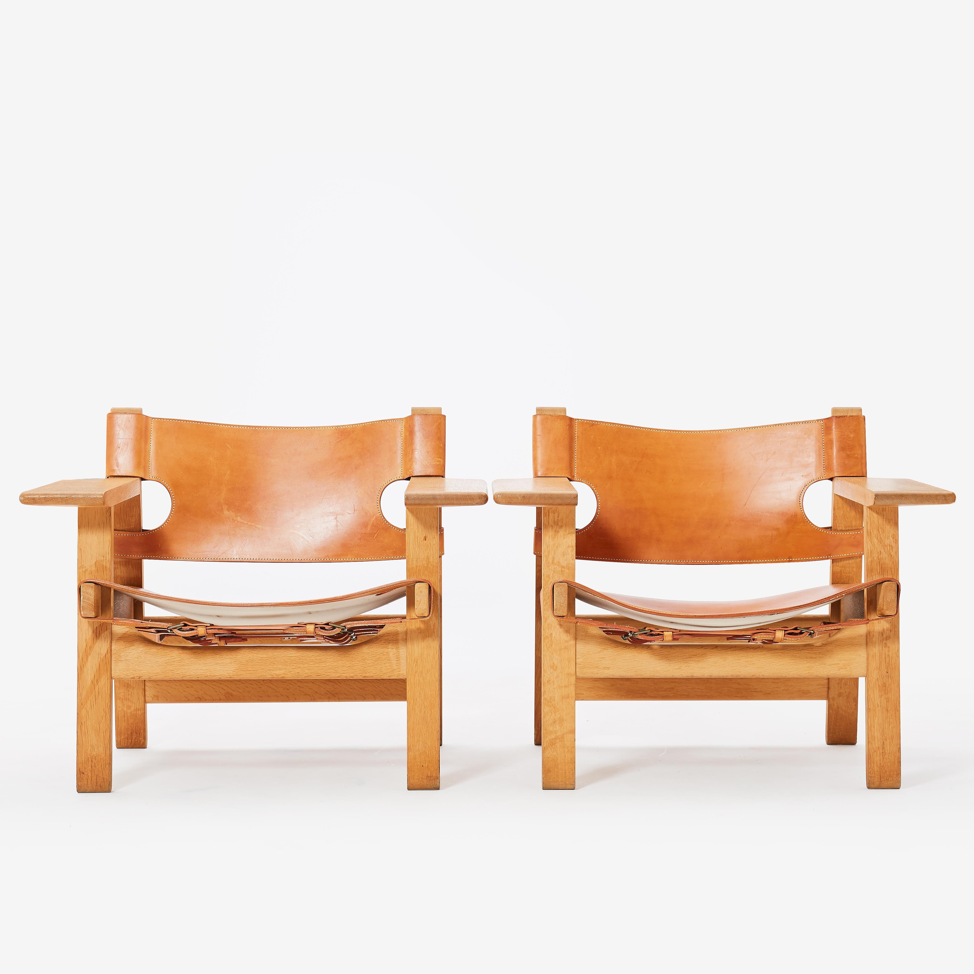 Mid-Century Modern Pair of Børge Mogensen Spanish Chairs, Denmark