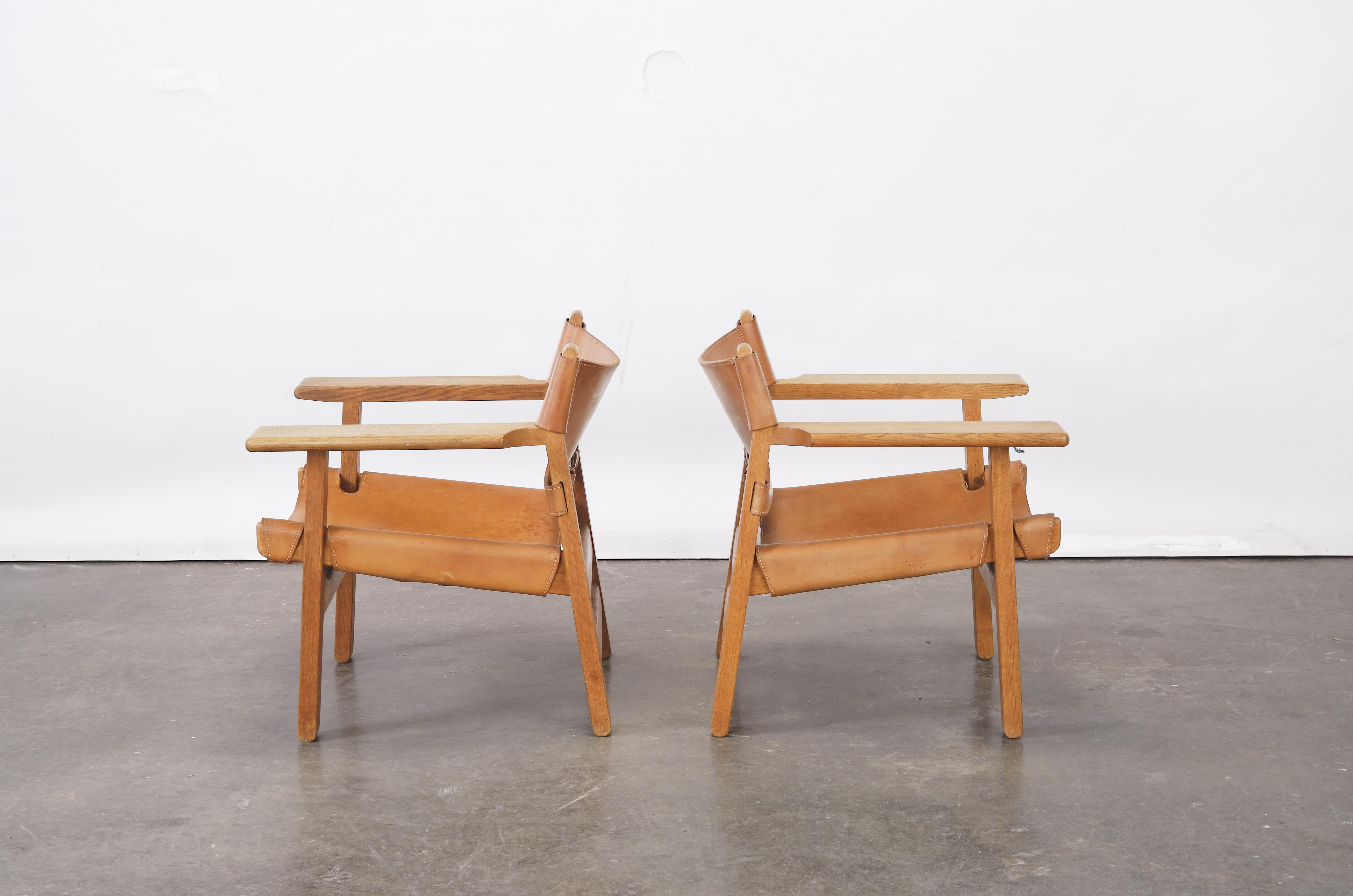 Danish Pair of Borge Mogensen Spanish Chairs, Denmark, 1950s-1960s