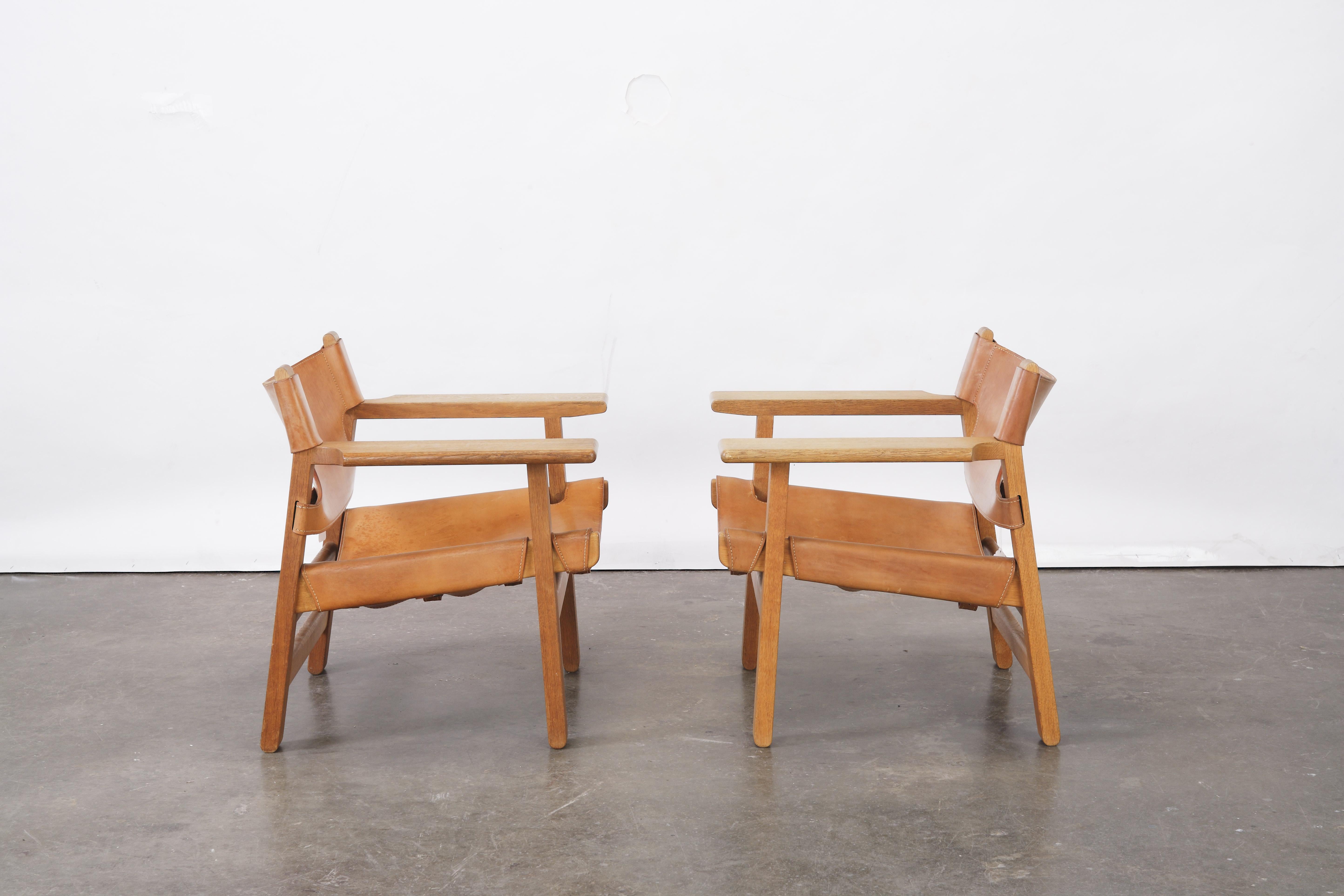 20th Century Pair of Borge Mogensen Spanish Chairs, Denmark, 1950s-1960s