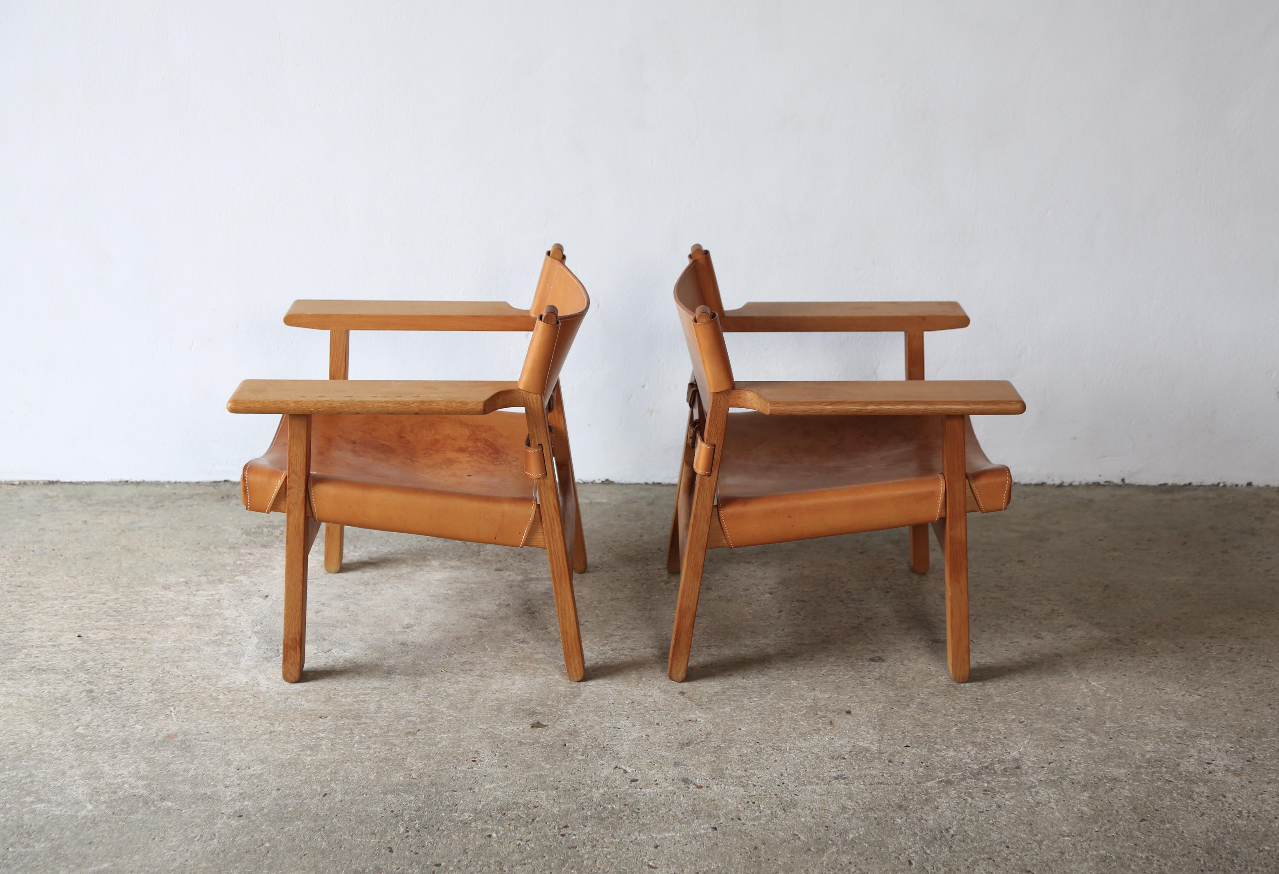 Leather Pair of Borge Mogensen Spanish Chairs, Denmark