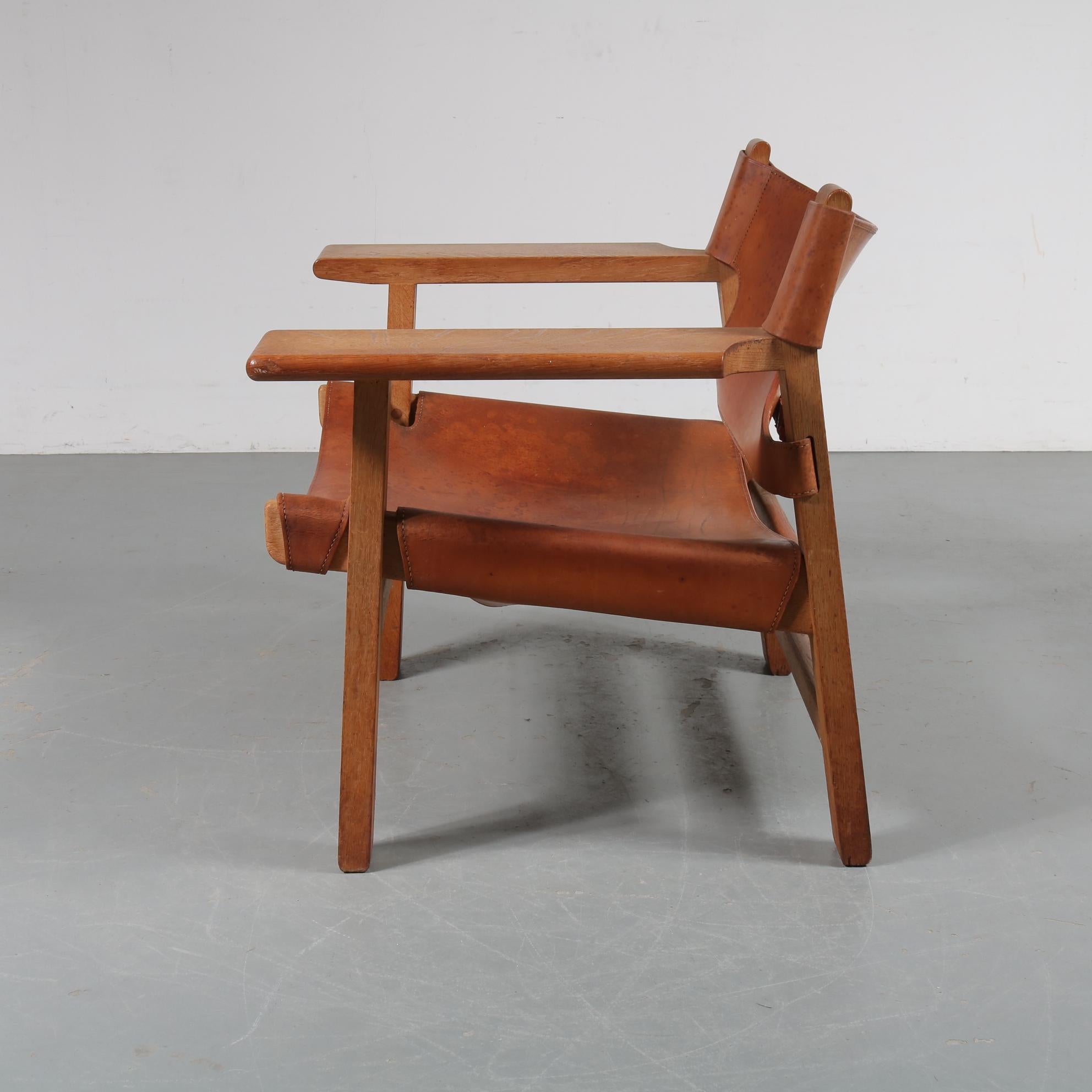 Pair of Borge Mogensen Spanish Chairs for Fredericia, Denmark, 1950 5