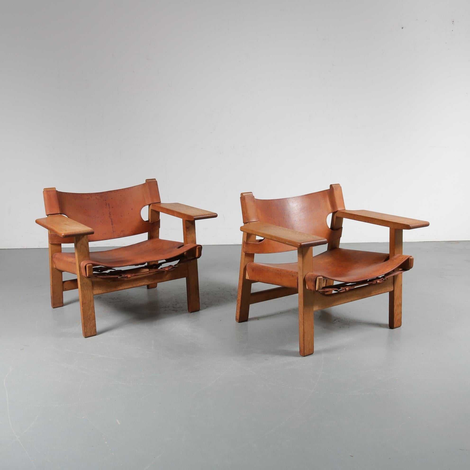 Pair of Borge Mogensen Spanish Chairs for Fredericia, Denmark, 1950 In Good Condition In Amsterdam, NL