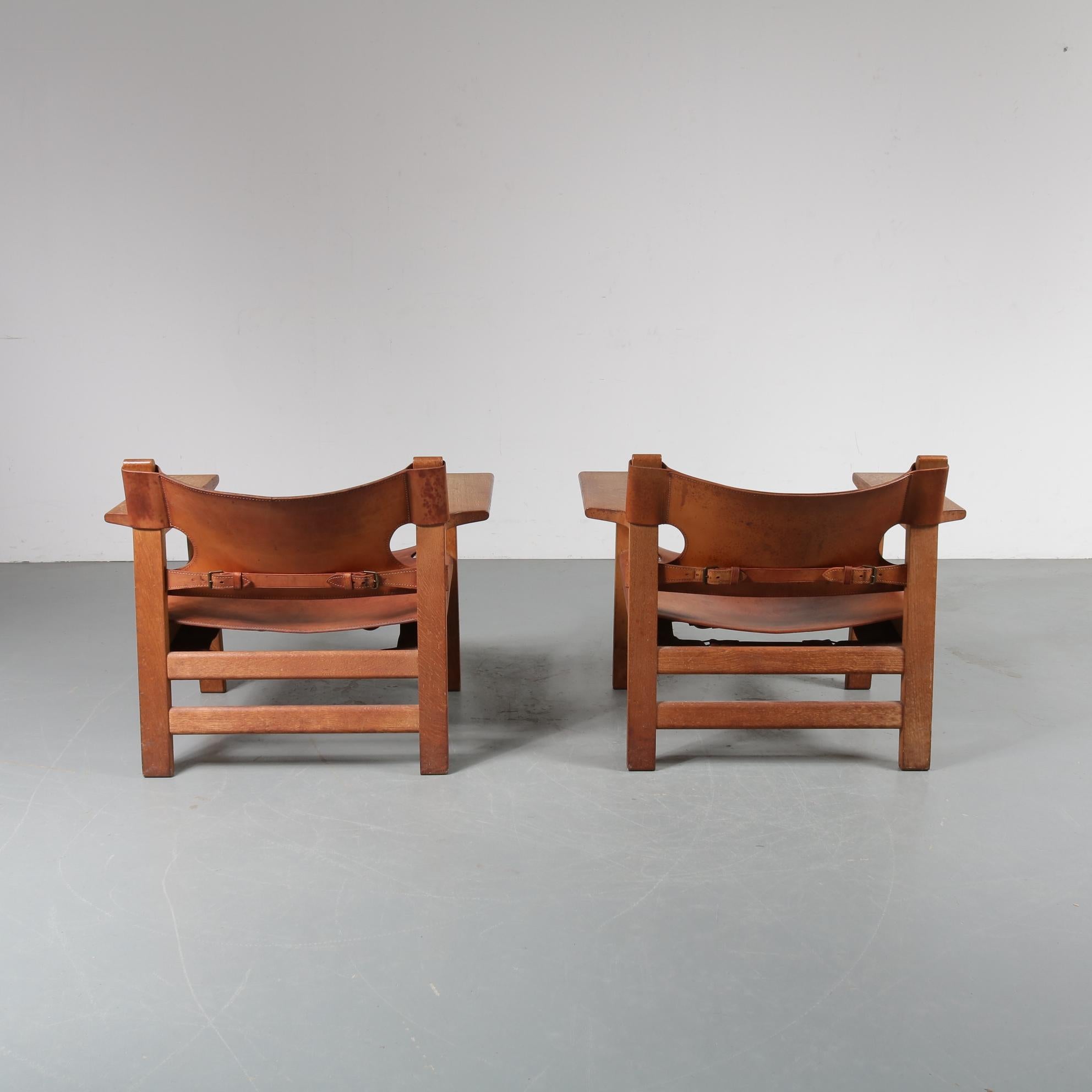 Pair of Borge Mogensen Spanish Chairs for Fredericia, Denmark, 1950 1