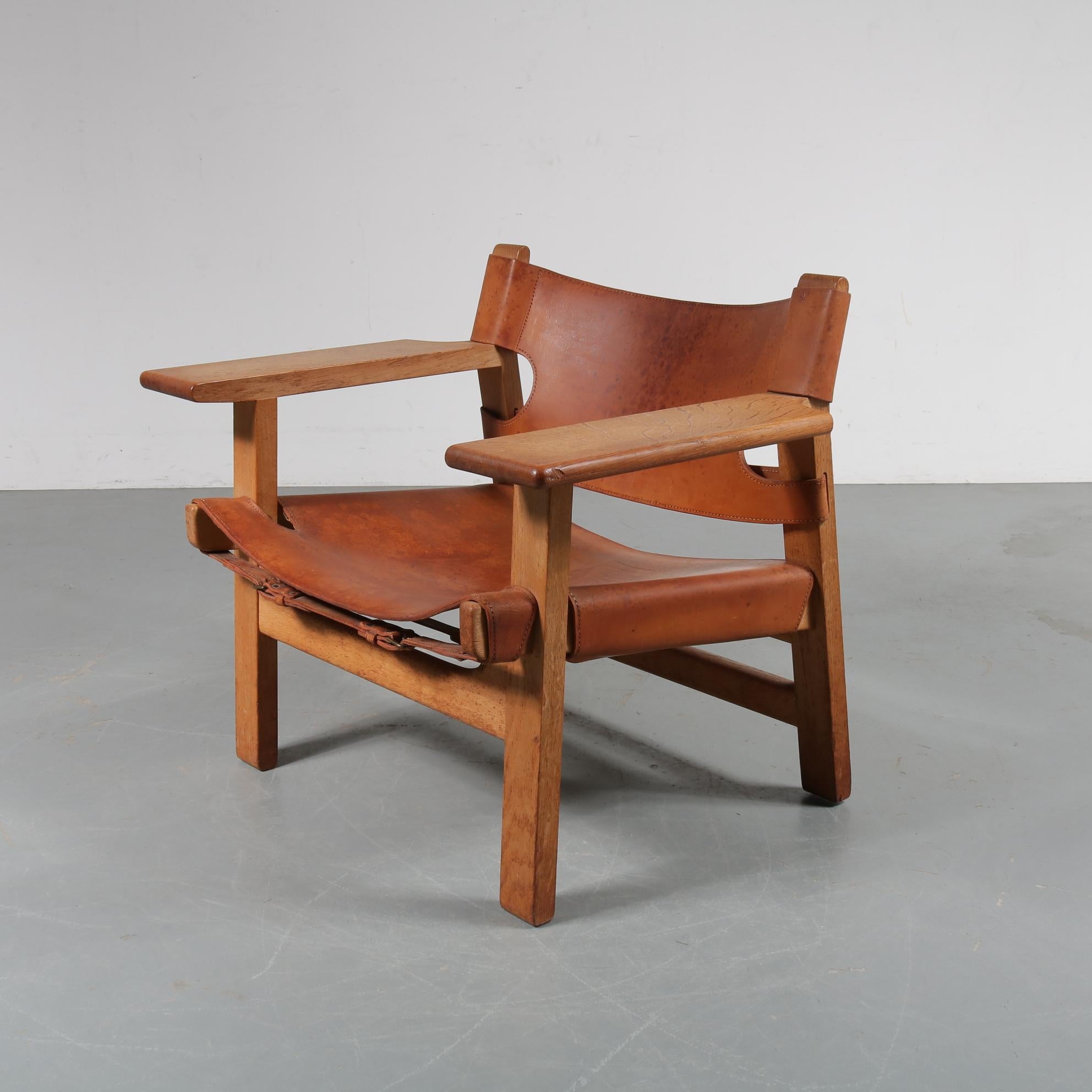 Pair of Borge Mogensen Spanish Chairs for Fredericia, Denmark, 1950 2