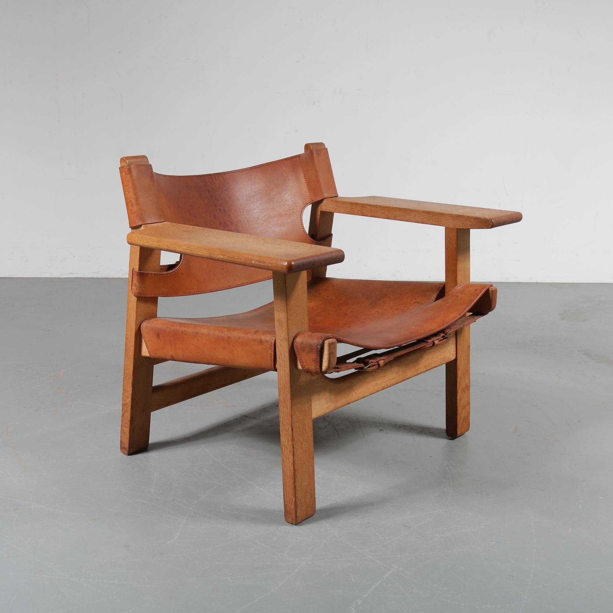 Pair of Borge Mogensen Spanish Chairs for Fredericia, Denmark, 1950 3