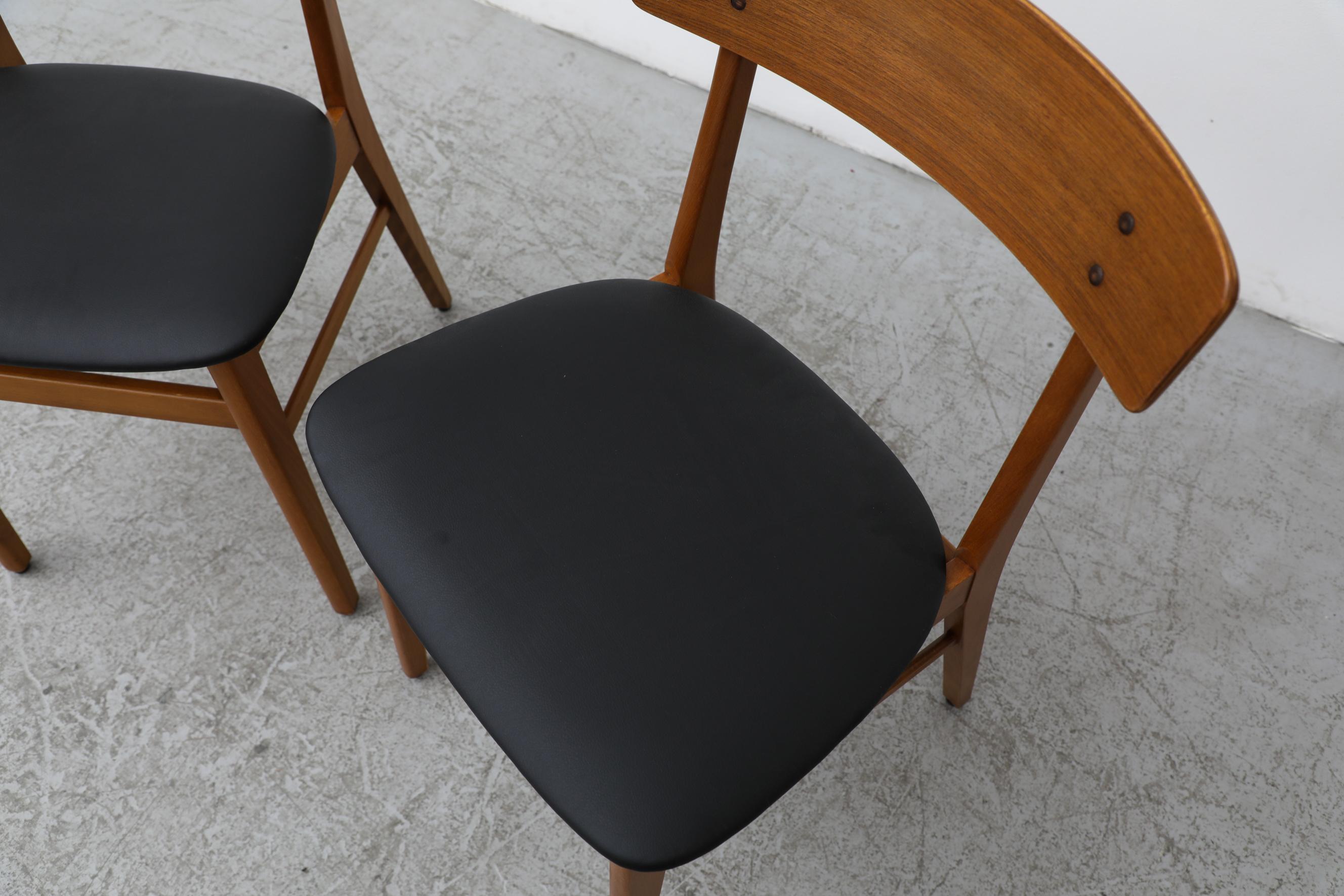 Pair of Borge Mogensen Style Danish Chairs by Farstrup with Black Skai Seats For Sale 5