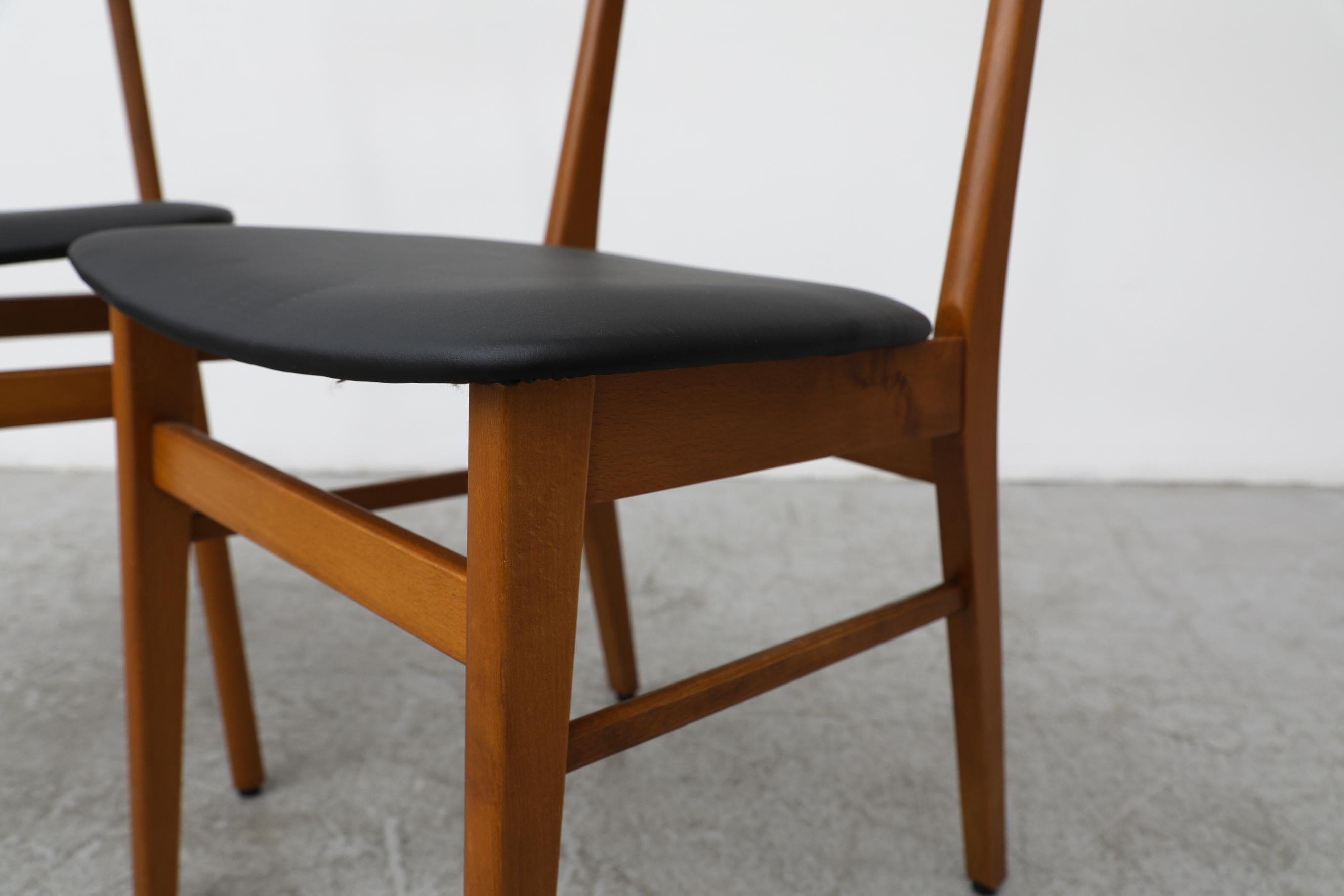 Pair of Borge Mogensen Style Danish Chairs by Farstrup with Black Skai Seats For Sale 7