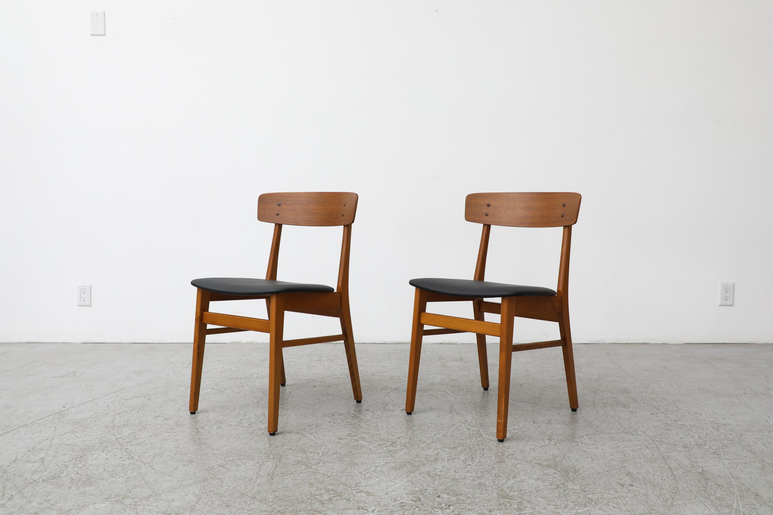 Pair of Borge Mogensen Style Danish Chairs by Farstrup with Black Skai Seats In Good Condition For Sale In Los Angeles, CA