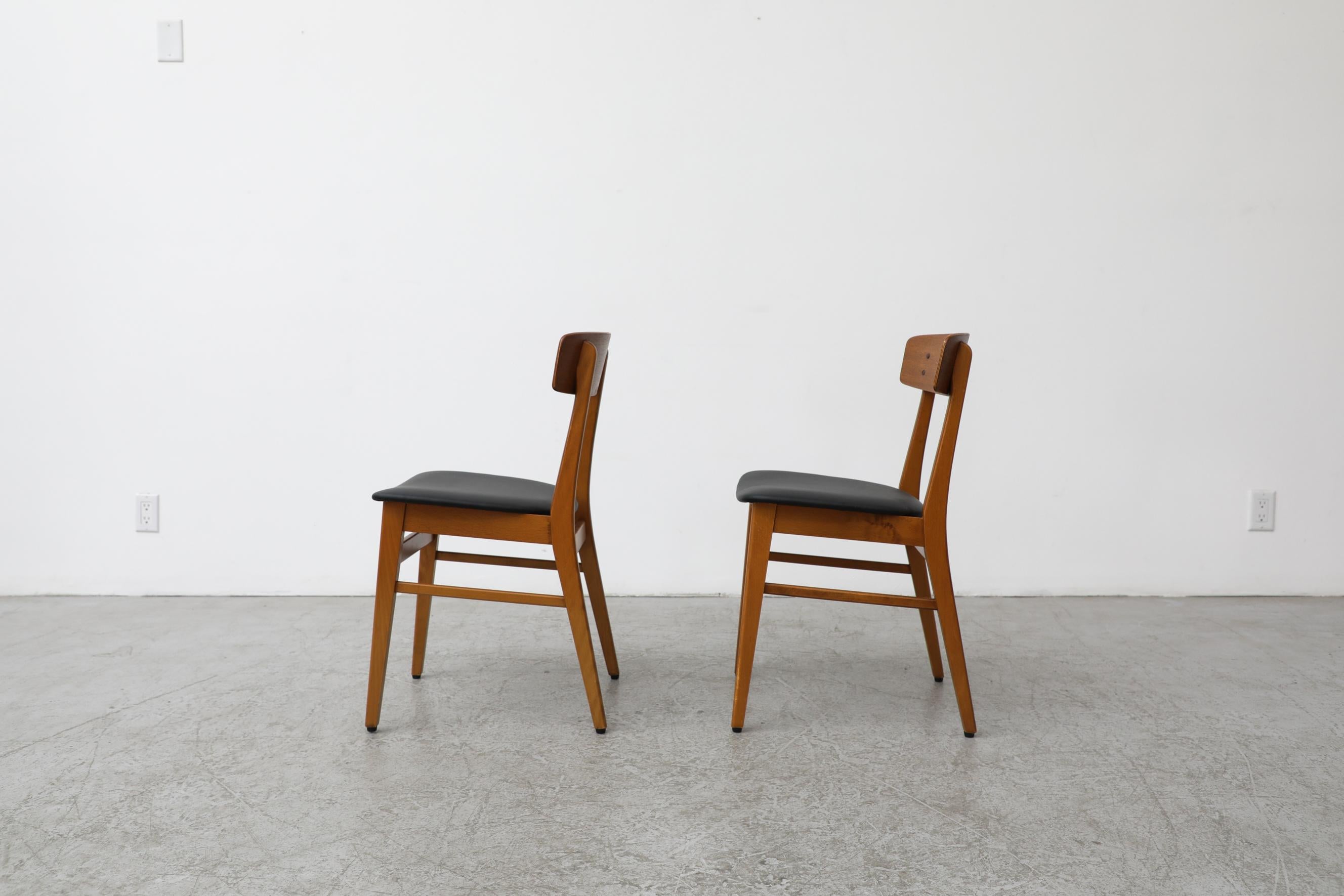 Mid-20th Century Pair of Borge Mogensen Style Danish Chairs by Farstrup with Black Skai Seats For Sale