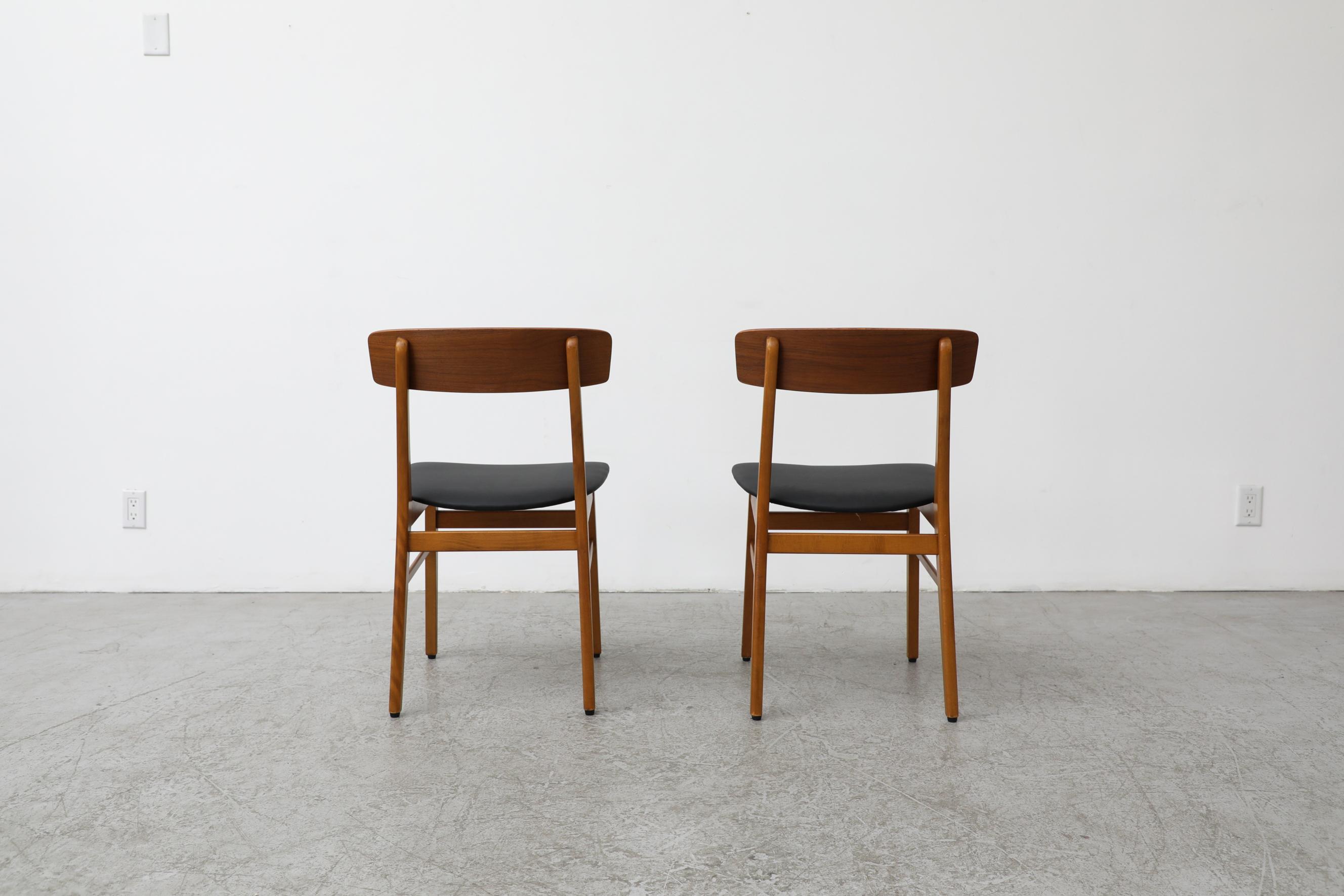 Pair of Borge Mogensen Style Danish Chairs by Farstrup with Black Skai Seats For Sale 1
