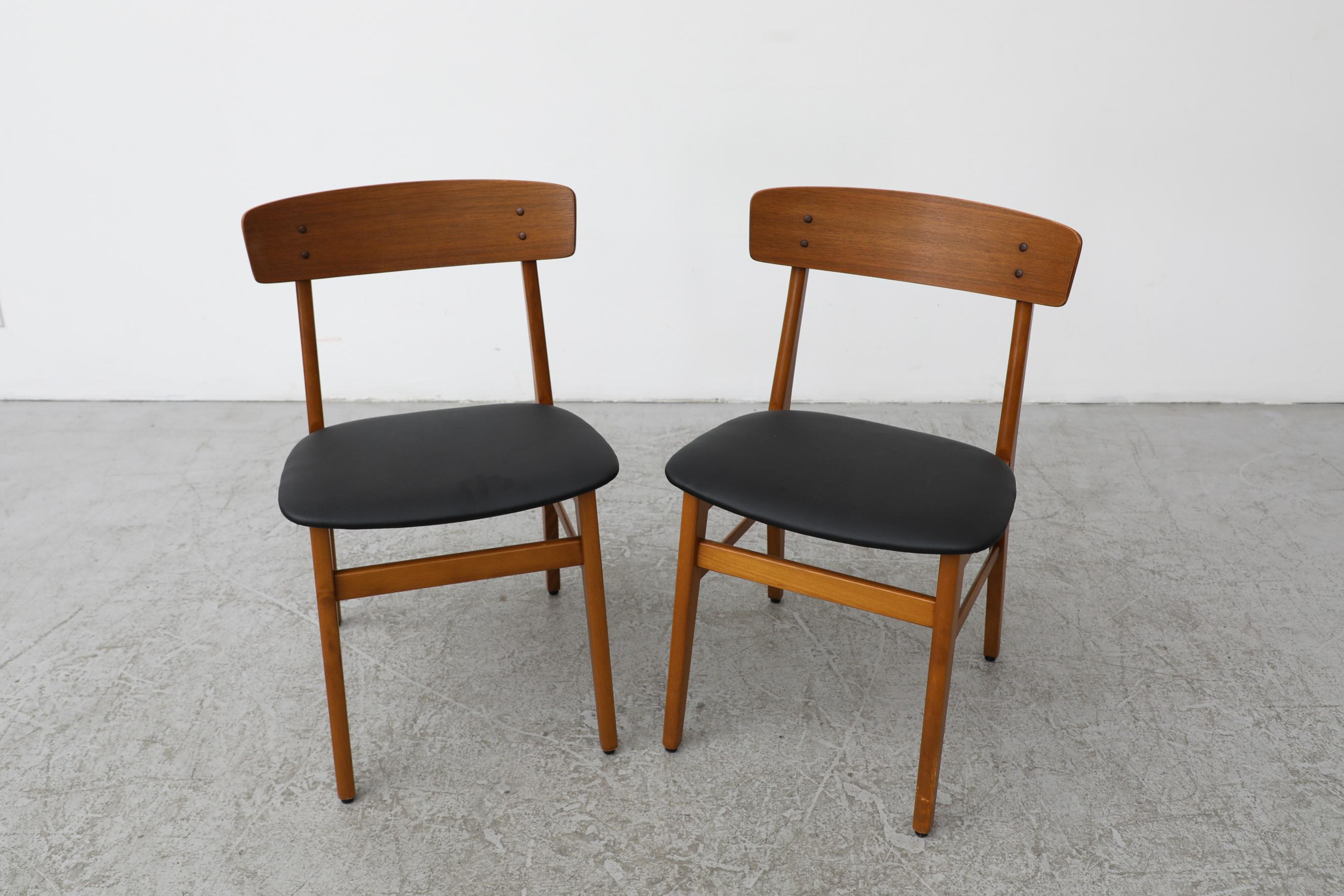 Pair of Borge Mogensen Style Danish Chairs by Farstrup with Black Skai Seats For Sale 2