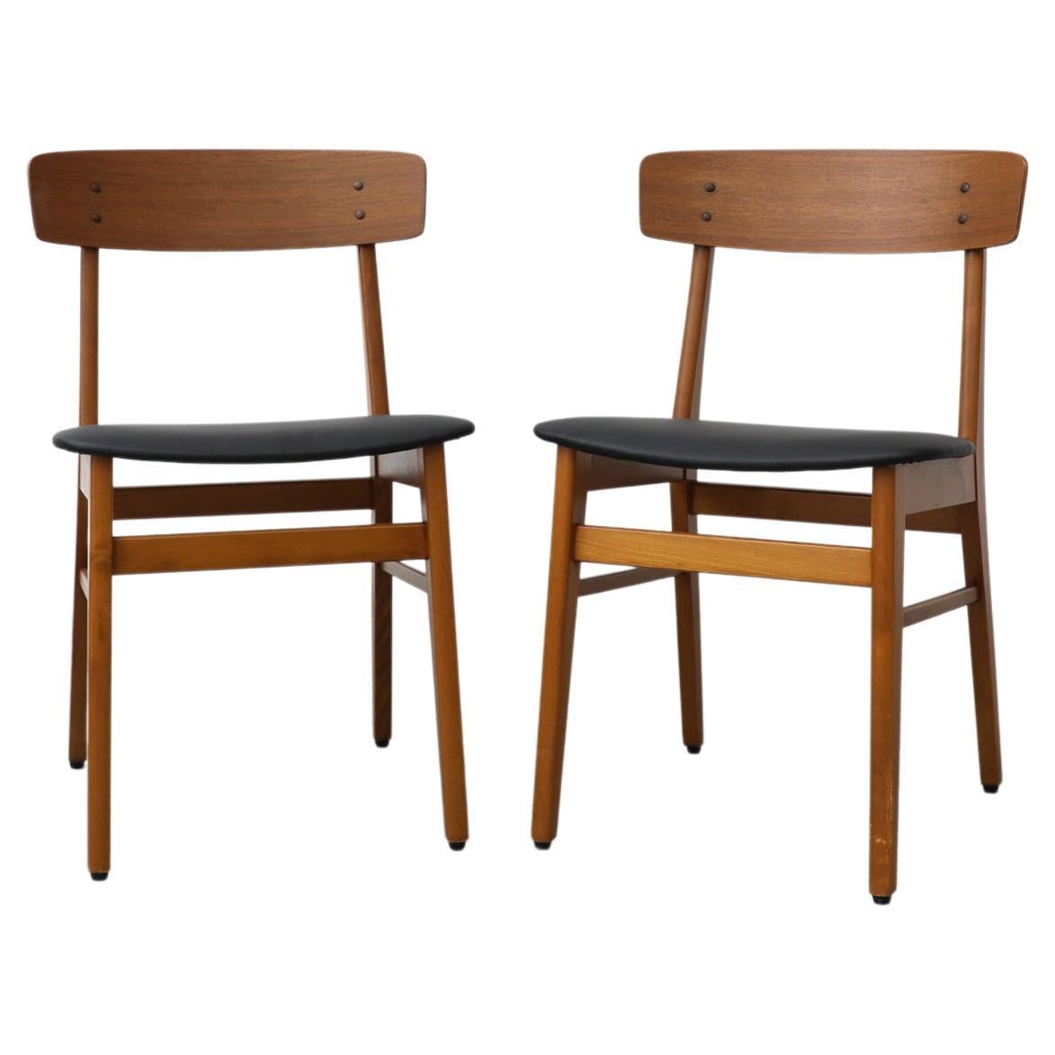 Pair of Borge Mogensen Style Danish Chairs by Farstrup with Black Skai Seats For Sale
