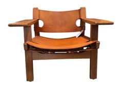 Pair of Borge Mogenson Oak & Leather Spanish Chairs 1950s