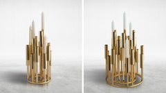 Coppia di piccoli grandi candelabri di lusso in ottone massiccio realizzati a mano da Carla Baz