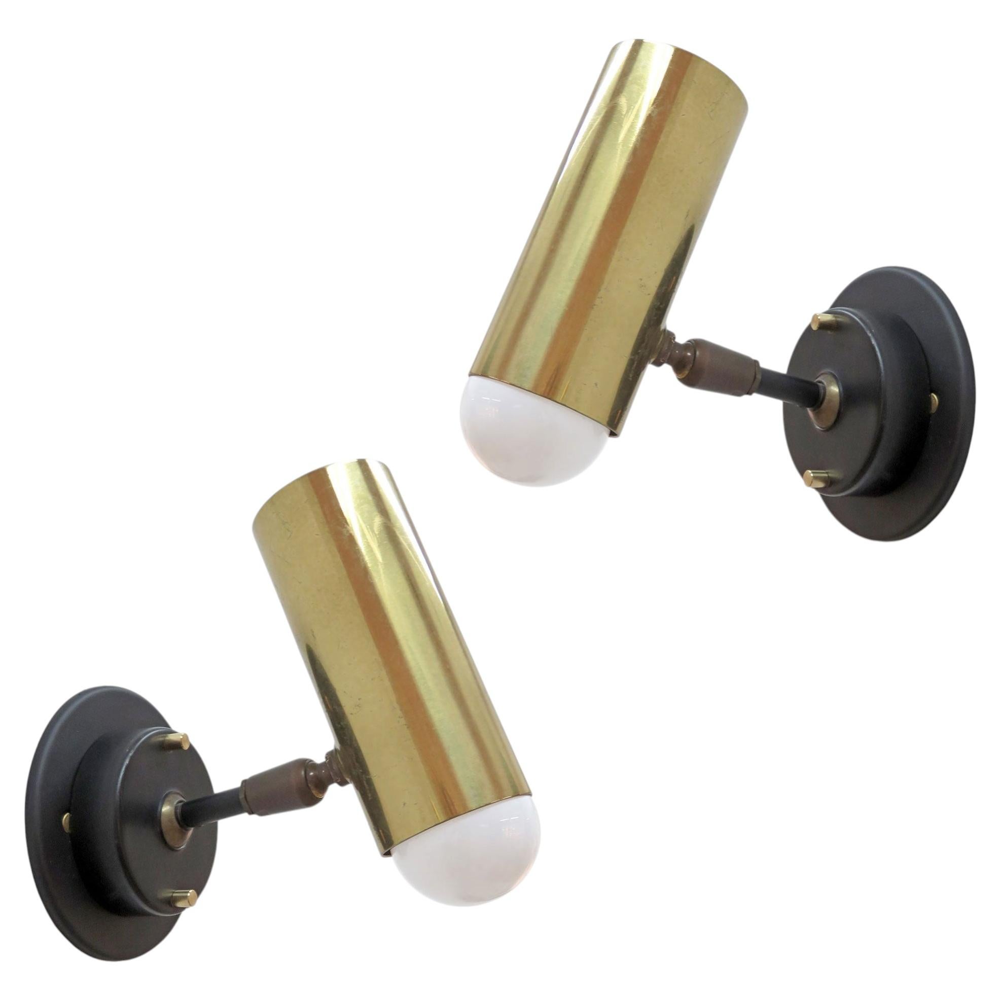 Wall Lights by Jean Boris Lacroix in Brass, 1950 For Sale