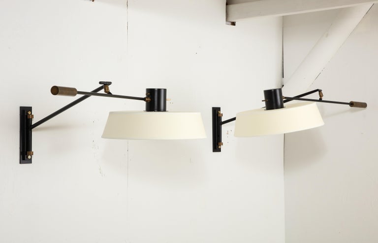 Jean Boris Lacroix Pair of Large Swing Arm Wall Sconces, France 1950's For  Sale at 1stDibs | large swing arm sconce