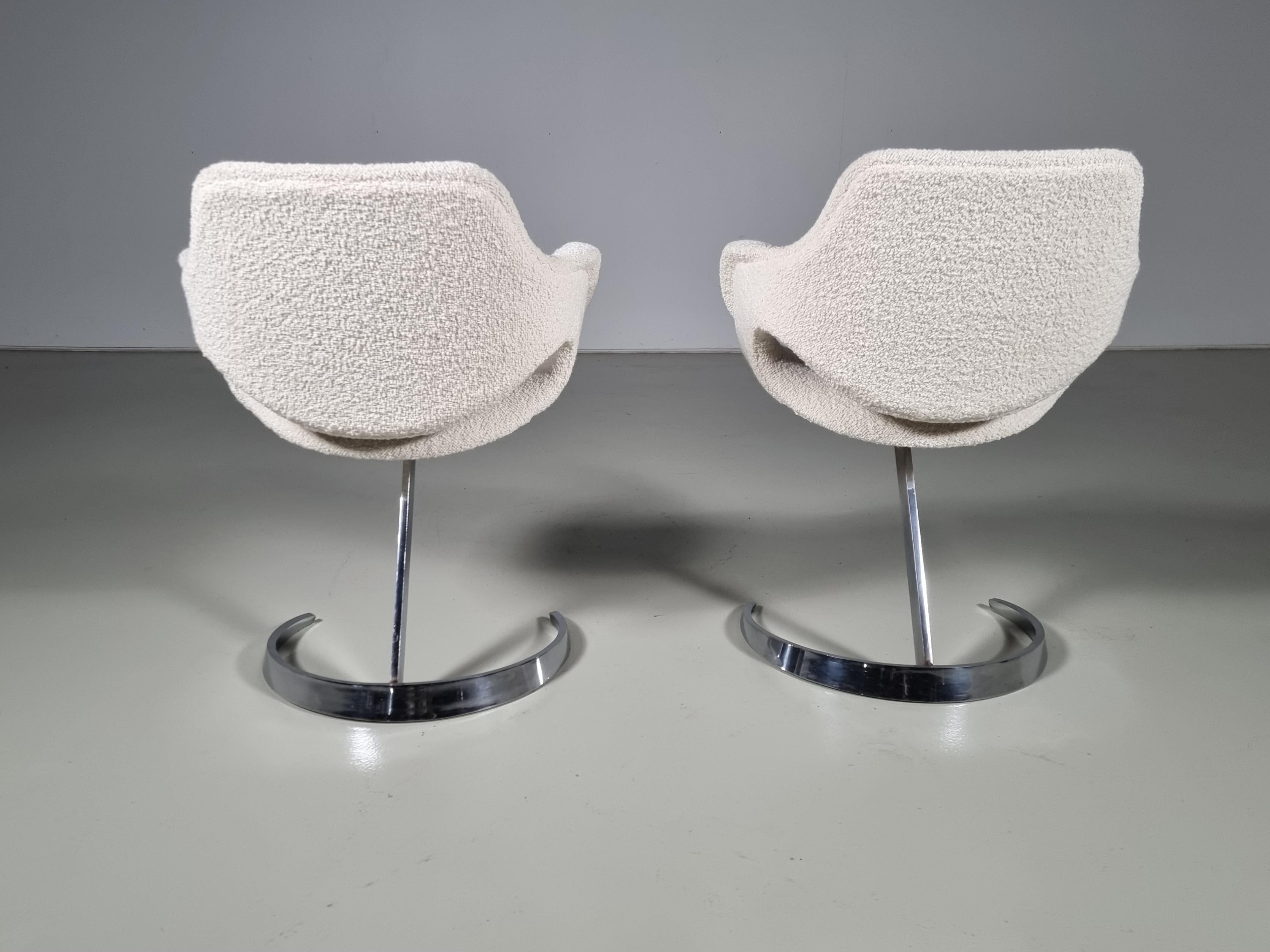 Bouclé Boris Tabacoff Scimitar Chairs in bouclé, Mobilier Modulaire Moderne 'MMM' For Sale