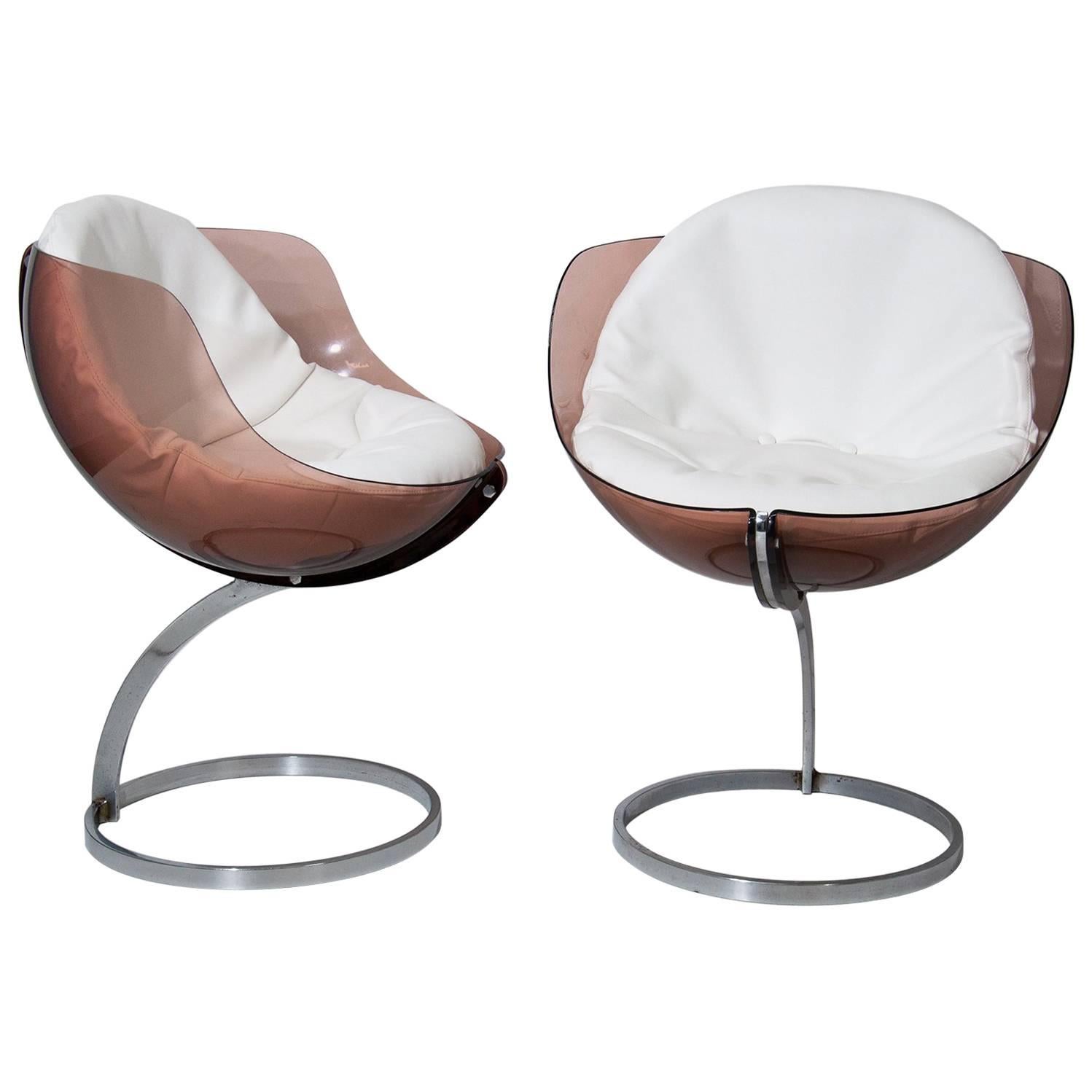 Pair of Boris Tabacoff Sphere Chairs for Mobilier Modulaire Moderne