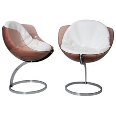 Pair of Boris Tabacoff Sphere Chairs for Mobilier Modulaire Moderne