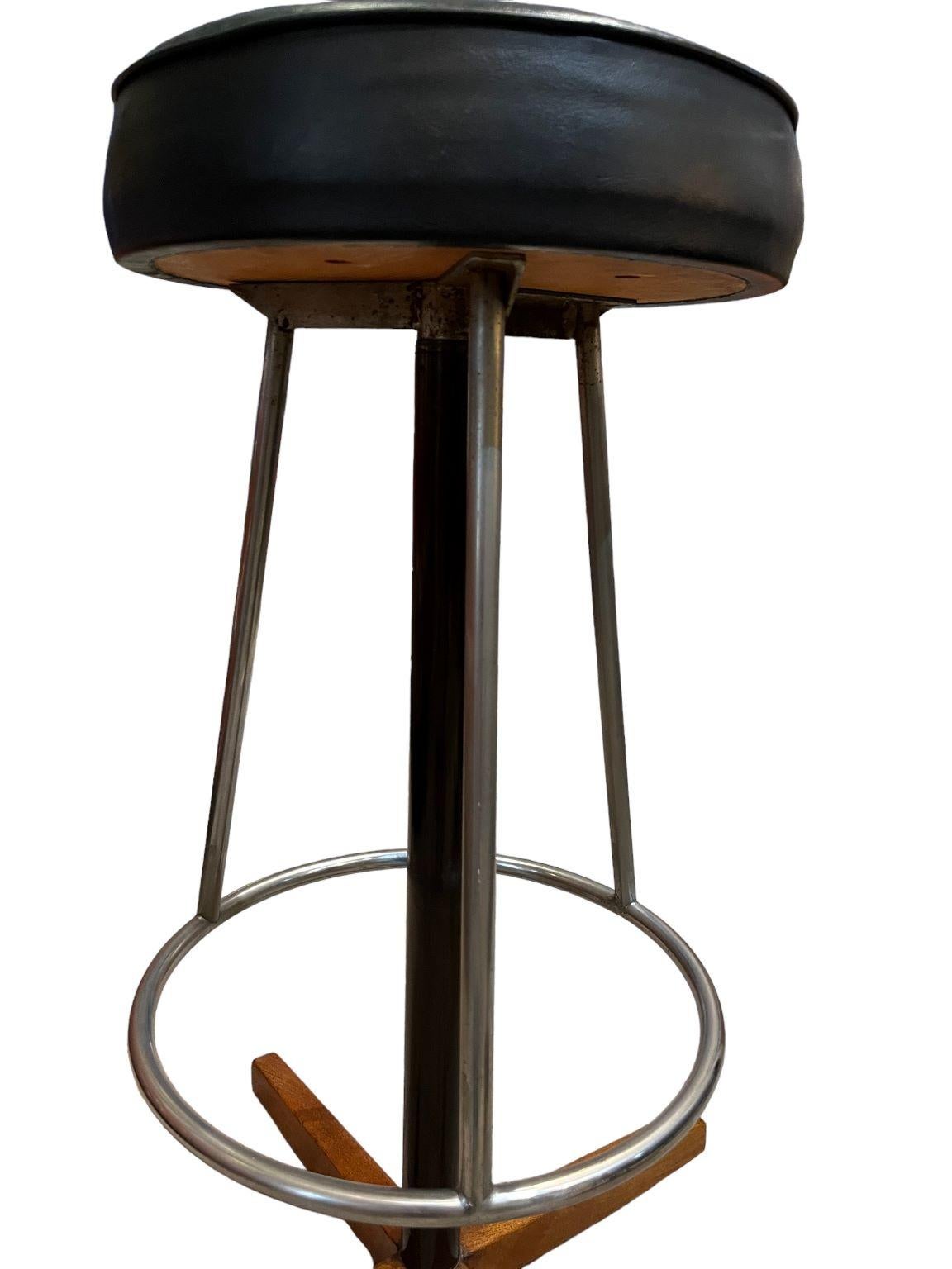 Swedish Pair Of Borje Johanson Teak & Chrome bar stools for Johanson Design. For Sale